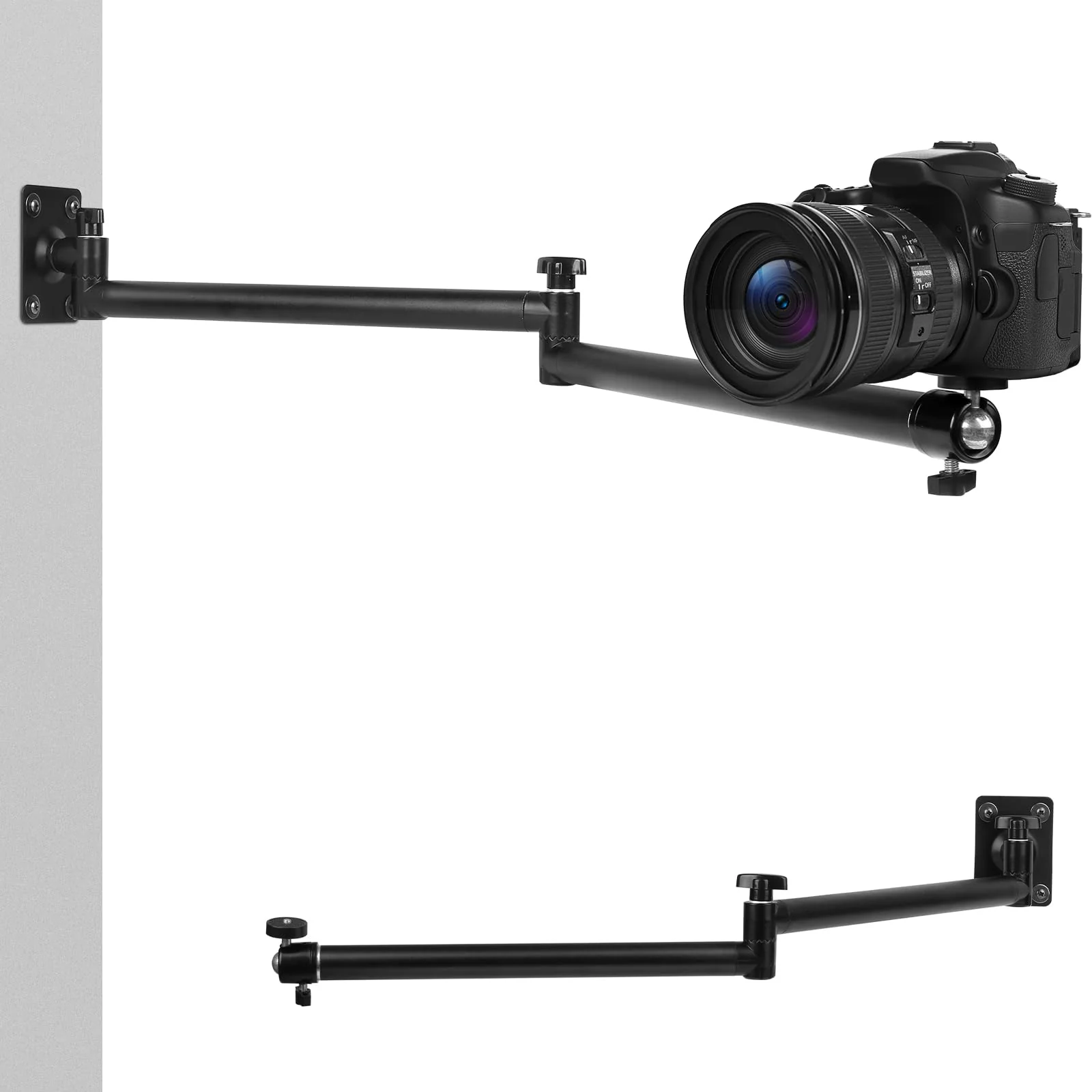 Mippko Articulating Camera Wall Mount with 1/4"-20 Threaded Compatible with DSLR/Security/Webcam/Action/LED Light/CCTV POV Camcorder Cameras,Adjustable Aluminium Alloy Arm Metal Base - Image 6