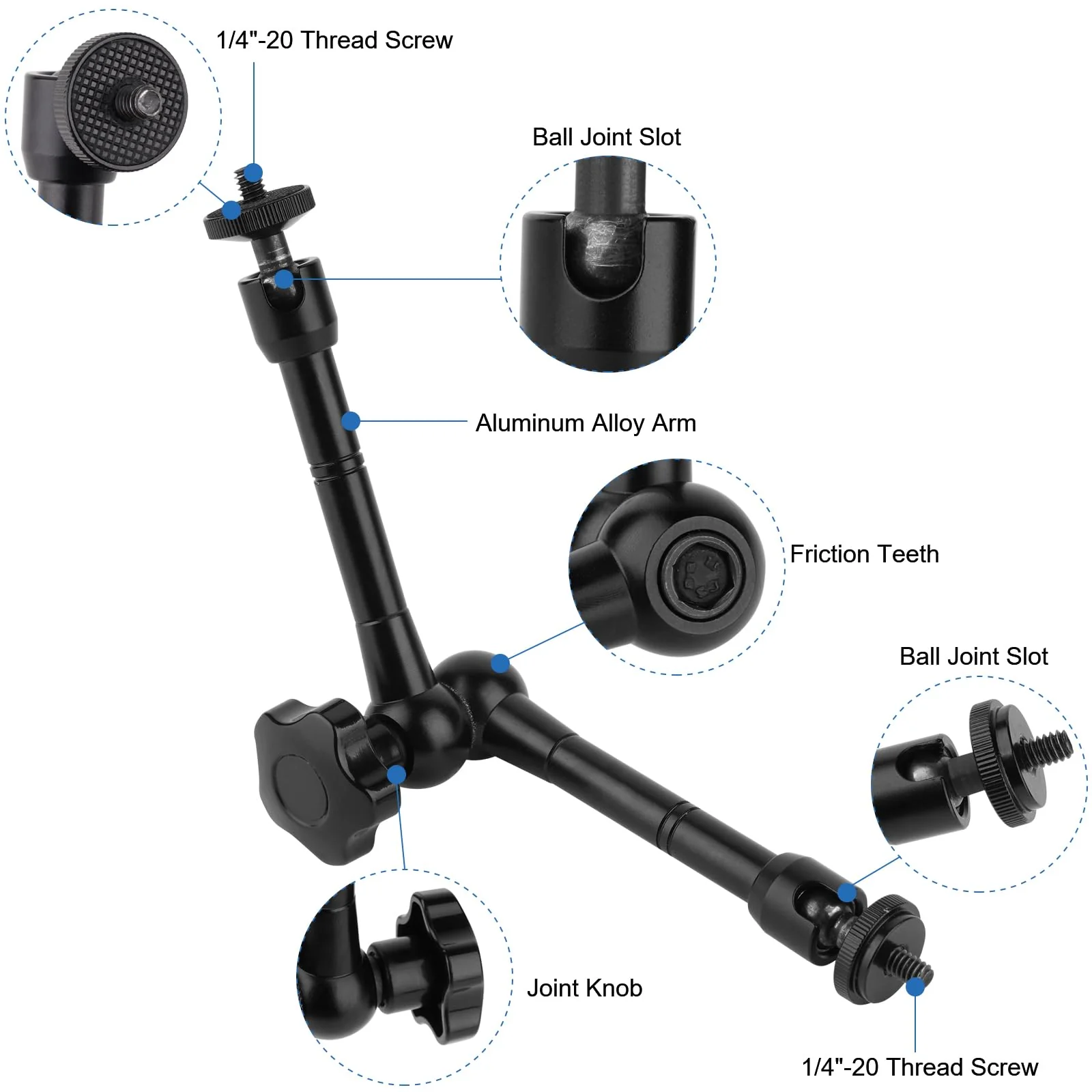 Mippko Magnetic Camera Mount for GoPro Hero/Insta 360 / DJI OSMO/AKASO Action Camera,3.46 inch Diam Magnetic Rubber Coating Base,10 inch Length Adjustable Aluminum Alloy Arm - Image 5