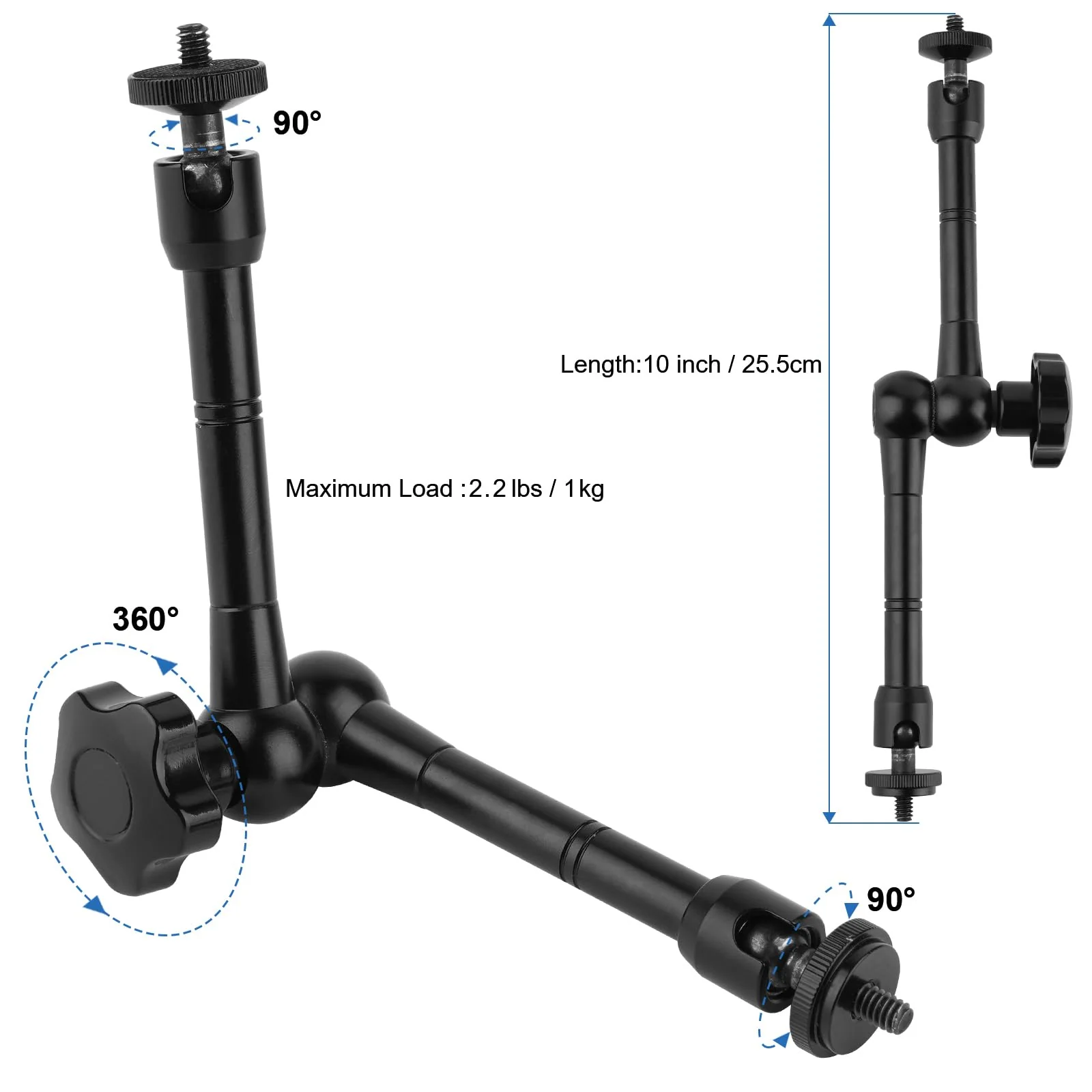 Mippko Magnetic Camera Mount for GoPro Hero/Insta 360 / DJI OSMO/AKASO Action Camera,3.46 inch Diam Magnetic Rubber Coating Base,10 inch Length Adjustable Aluminum Alloy Arm - Image 7