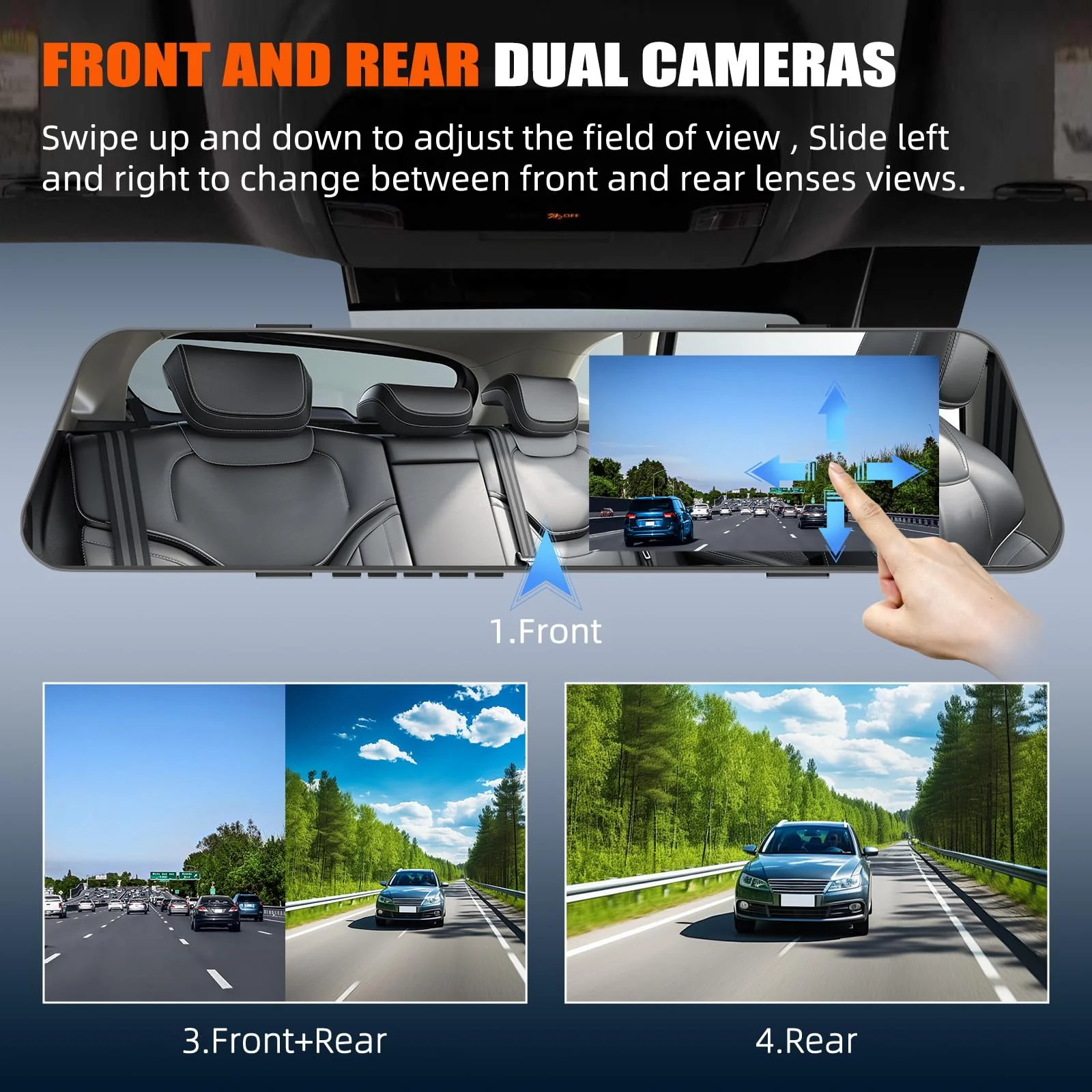 Mirror Dash Cam for Cars,4.5 Inch Rear View Mirror 1080P Front and Rear View Dual Cameras,Super Night Vision,Parking Assistance,24H Parking Monitor,Waterproof Backup Camera 4.5 Inch 1080P - Image 6
