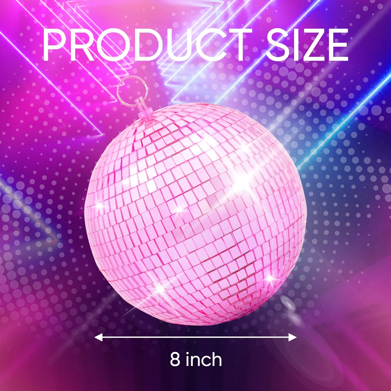 Mirror Disco Ball Decor with Hanging Ring 8" Large Pink Disco Ball Ornament for Disco Party Decorations,70s Theme Party, DJ, Wedding, Birthday,Christmas 8inch - Image 2