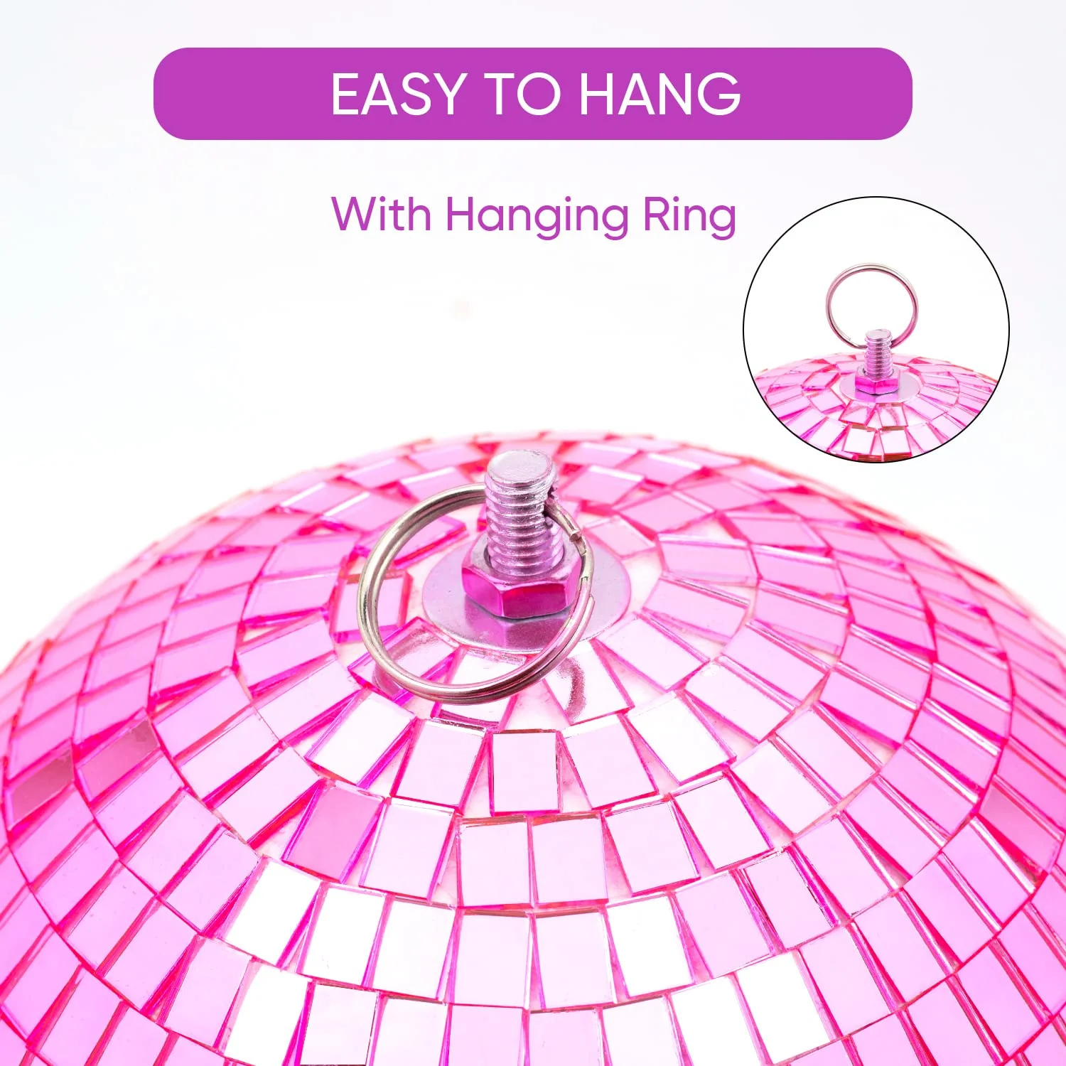 Mirror Disco Ball Decor with Hanging Ring 8" Large Pink Disco Ball Ornament for Disco Party Decorations,70s Theme Party, DJ, Wedding, Birthday,Christmas 8inch - Image 3