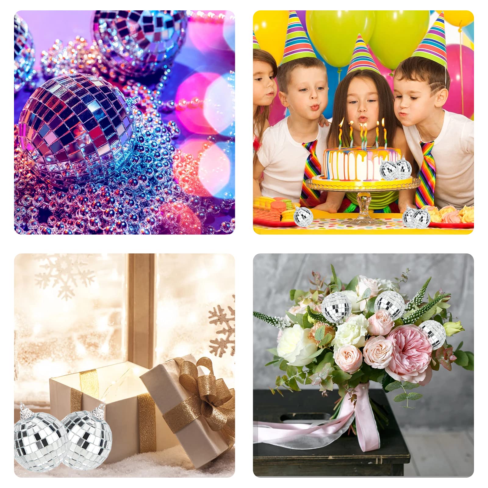 Mirror Disco Balls Set - Silver Disco Party Decoration Bright Reflective Mirror Christmas Balls Easy to Hang Suitable for Christmas, Wedding, Family Party Decoration (8) 8 - Image 6