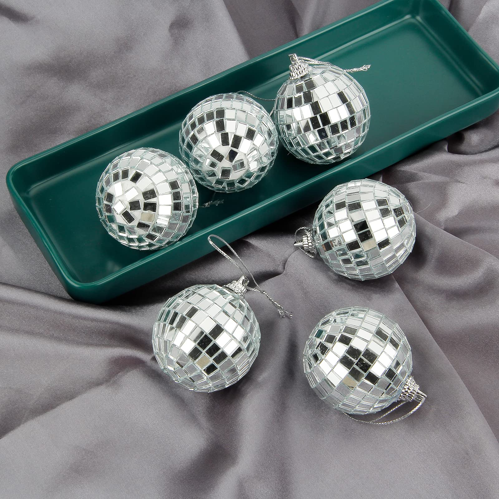 Mirror Disco Balls Set - Silver Reflective Mirror Balls Easy to Hang Suitable for Weddings, Parties and Family Celebrations (6 pcs) 6pcs - Image 2