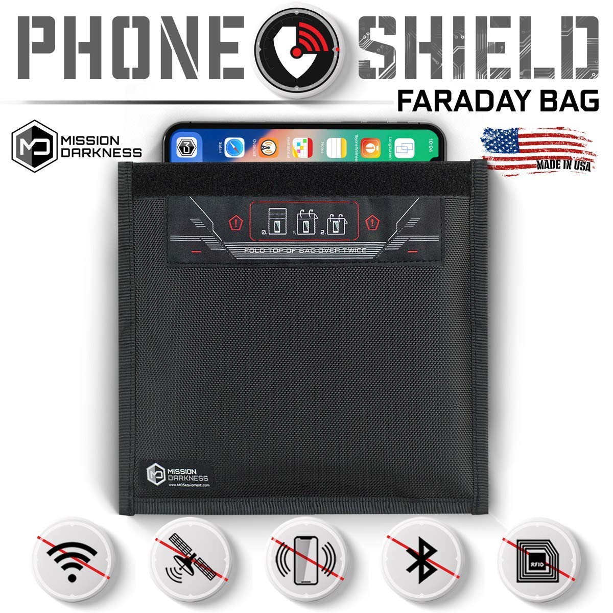 Mission Darkness Non-Window Faraday Bag for Phones // Device Shielding for Law Enforcement, Military, Executive Privacy, Travel & Data Security, Anti-Hacking & Anti-Tracking Assurance - Image 2