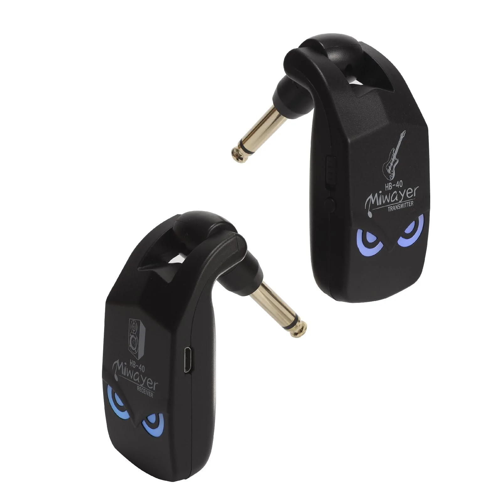 Miwayer 2.4GHz Wireless Guitar System Rechargeable Lithium Battery Audio Wireless Guitar Transmitter Receiver For Electric Guitar Bass Violin Keyboard Instruments (HB-40 Black) HB-40 Black - Image 2