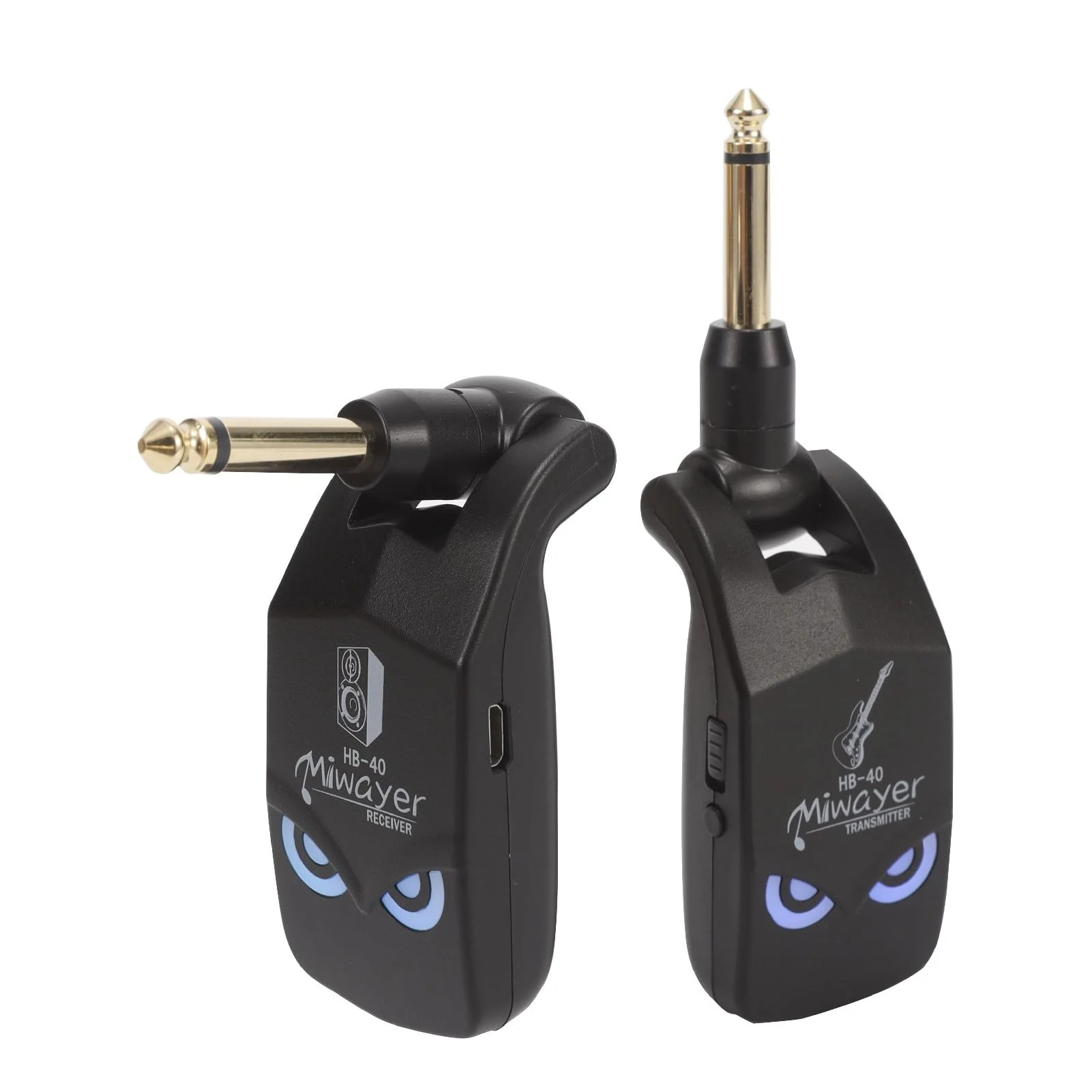 Miwayer 2.4GHz Wireless Guitar System Rechargeable Lithium Battery Audio Wireless Guitar Transmitter Receiver For Electric Guitar Bass Violin Keyboard Instruments (HB-40 Black) HB-40 Black - Image 3