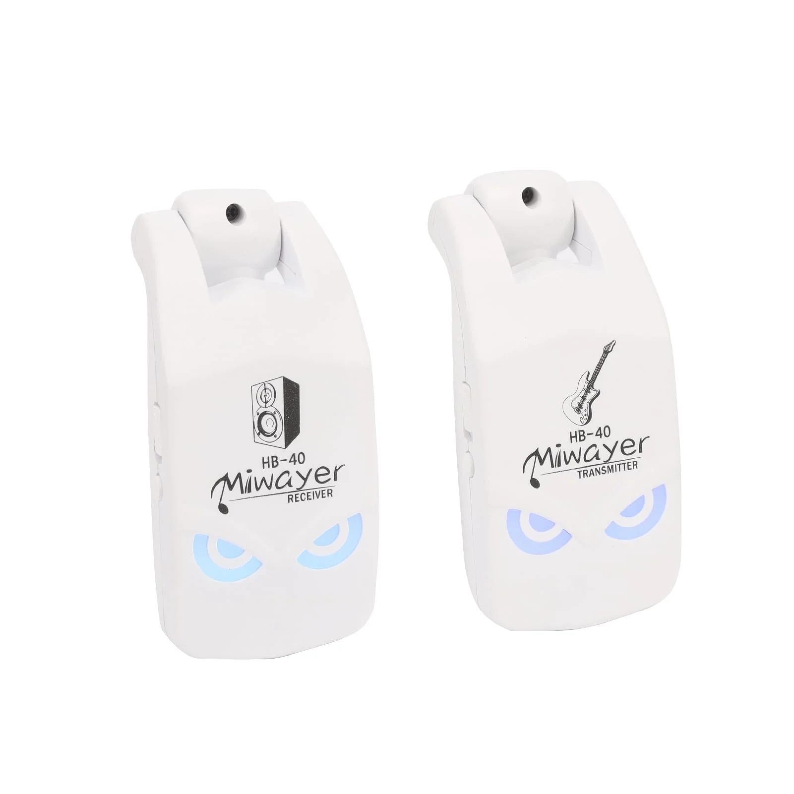 Miwayer 2.4GHz Wireless Guitar System Rechargeable Lithium Battery Audio Wireless Guitar Transmitter Receiver For Electric Guitar Bass Violin Keyboard Instruments (HB-40 White) HB-40 White - Image 3