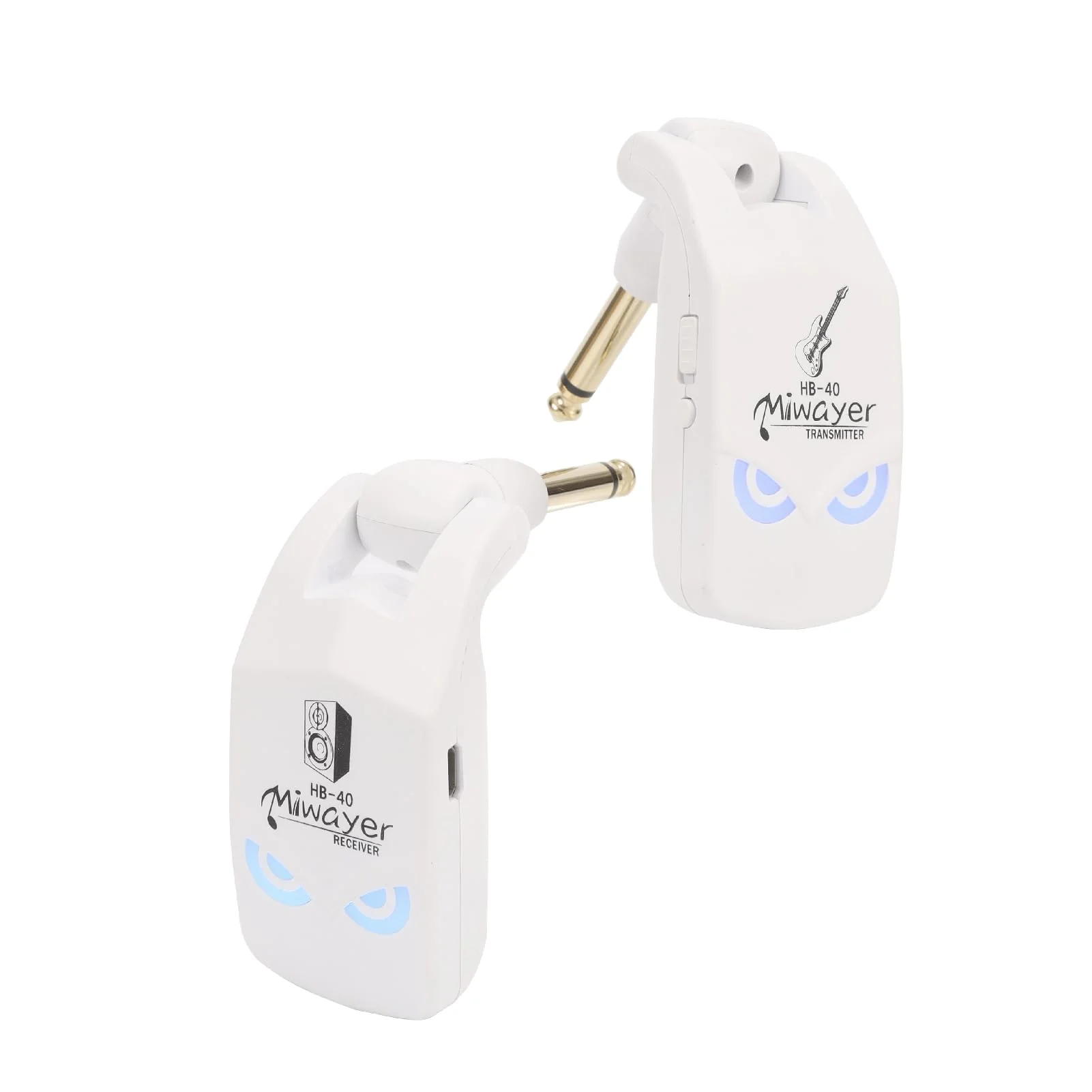 Miwayer 2.4GHz Wireless Guitar System Rechargeable Lithium Battery Audio Wireless Guitar Transmitter Receiver For Electric Guitar Bass Violin Keyboard Instruments (HB-40 White) HB-40 White - Image 6