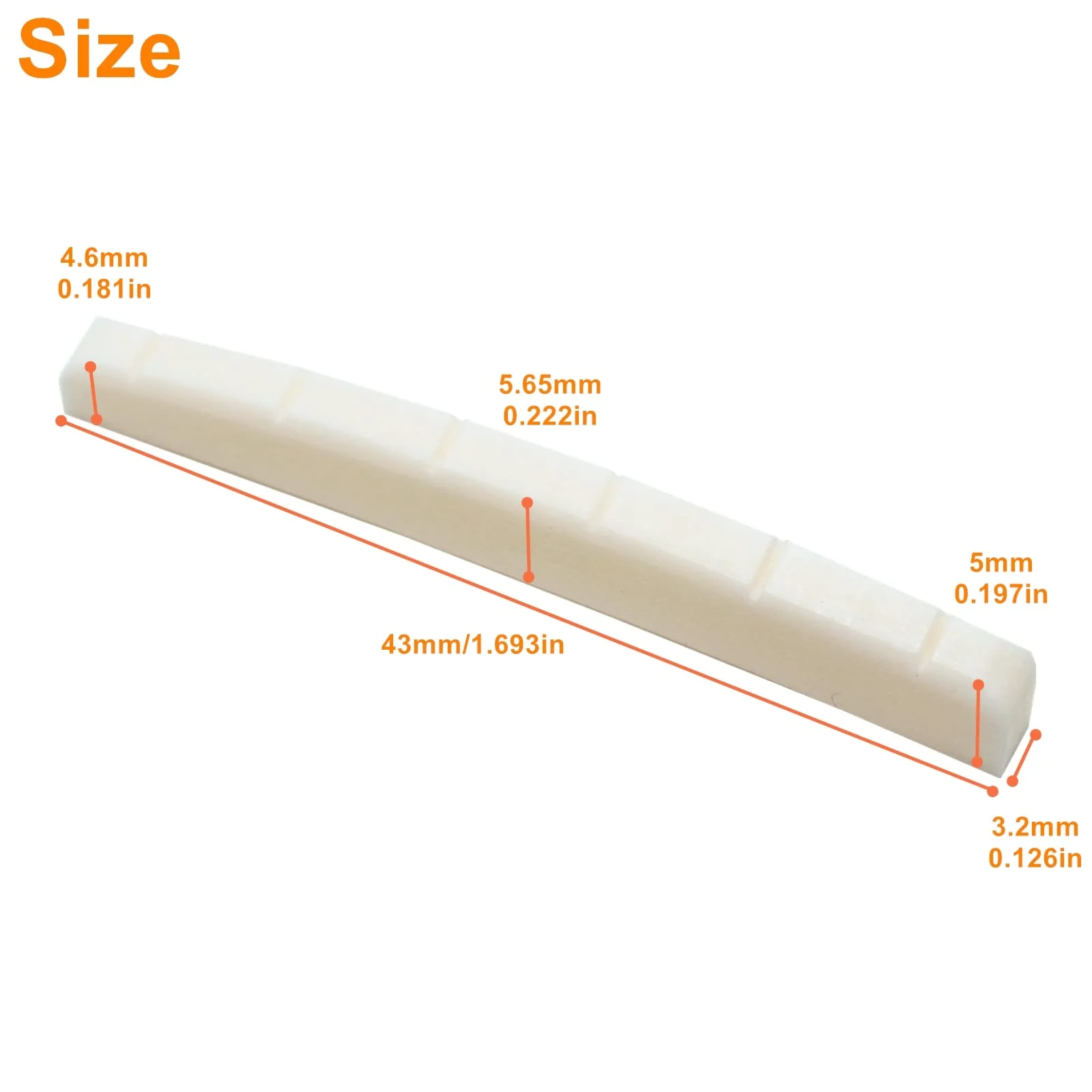 Miwayer 6 String Electric Guitar Bone Nut Curved Bottom Pre-Slotted Made of Real Bone (43 X 3.2 X 5/5.65/4.6mm 1 pack) 43 X 3.2 X 5/5.65/4.6mm 1 pack - Image 4