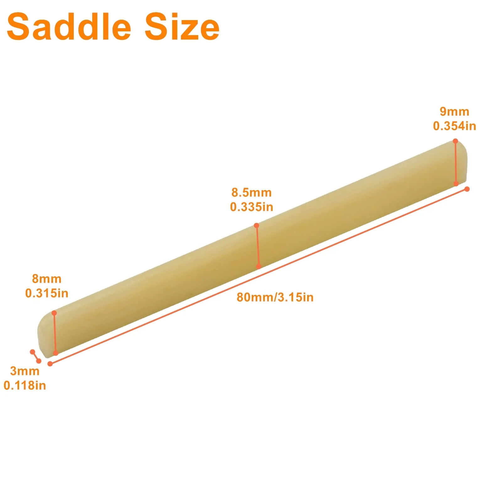 Miwayer Classical Guitar Bridge Unbleached Bone 6 Strings Saddle and Nut Made of Real Natural Bone (Classical Bridges 2 pair) Classical Bridges 2 pair - Image 3