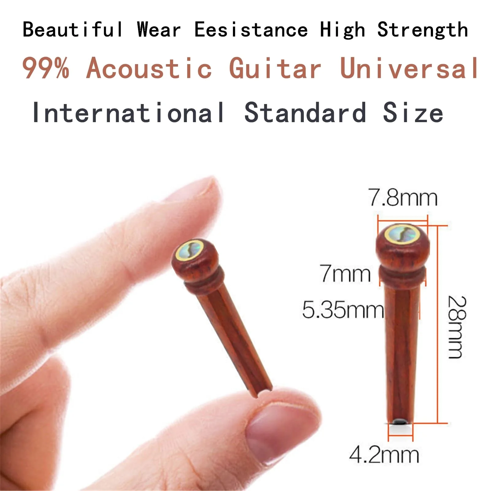 Miwayer Cocobolo Wood Guitar Bridge Pins Replacement Parts Brown for 6 & 12 String Acoustic Guitar (Small Abalone Dot) Small Abalone Dot - Image 5