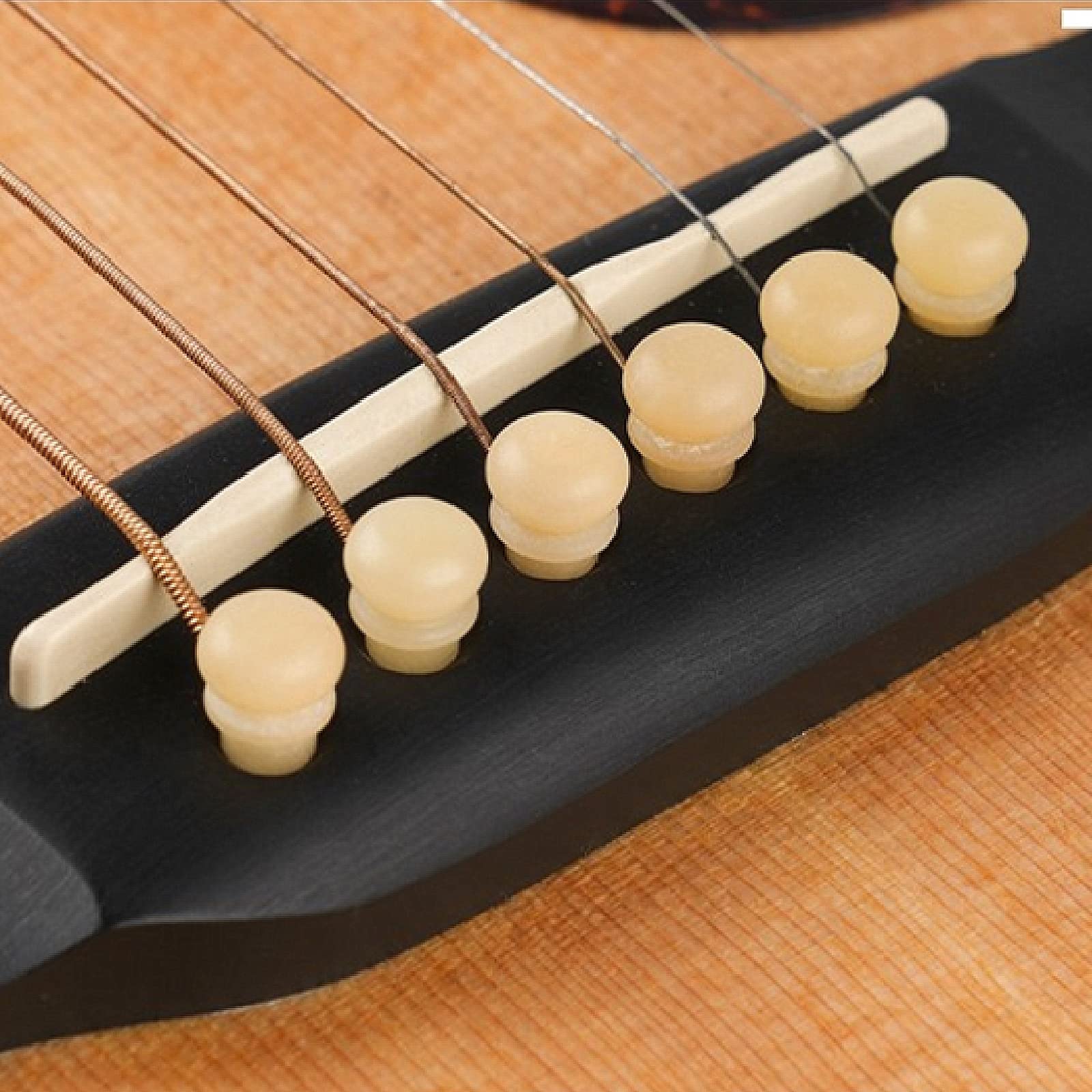 Miwayer Guitar Bone Bridge Pins Real Bone Unbleached Vintage Style Replacement Parts for 6 & 12 String Acoustic Guitar (Unbleached Pure Bone) Unbleached Pure Bone - Image 2