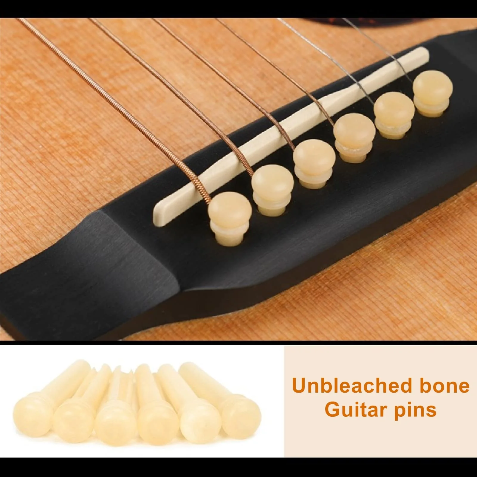 Miwayer Guitar Bone Bridge Pins Real Bone Unbleached Vintage Style Replacement Parts for 6 & 12 String Acoustic Guitar (Unbleached Pure Bone) Unbleached Pure Bone - Image 7