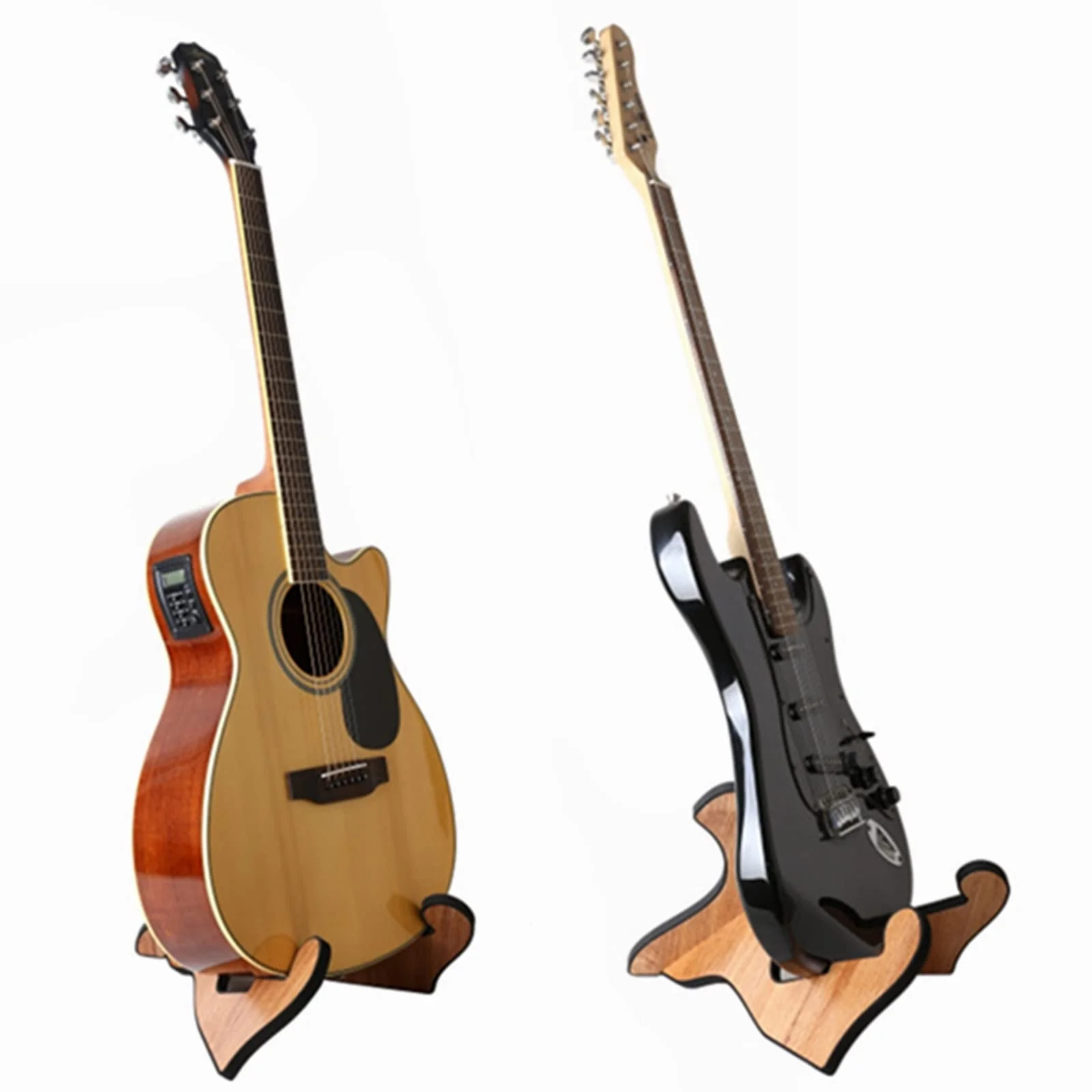 Miwayer Guitar Stand Wood Thickened Universal, with 0.12 Inch Soft Leather Ddge, Safe Non-Slip Portable Stringed Wooden Guitar Rack, Used for Acoustic, Classical, Electric Guitar, Bass Brown - Image 5