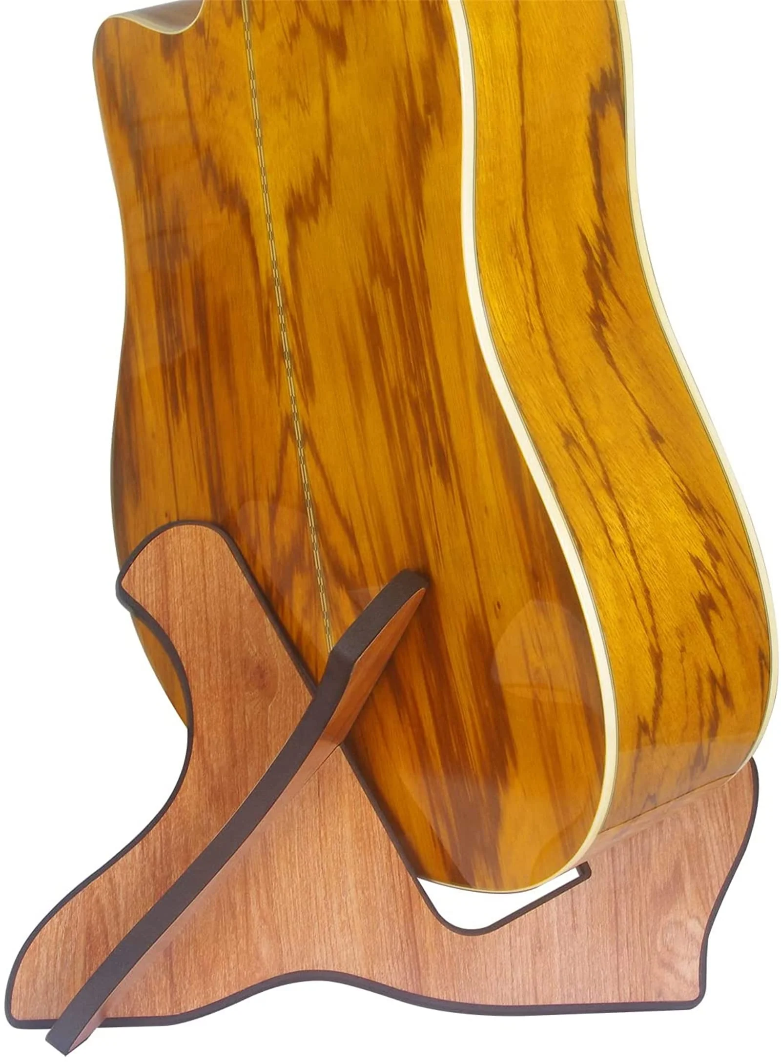 Miwayer Guitar Stand Wood Thickened Universal, with 0.12 Inch Soft Leather Ddge, Safe Non-Slip Portable Stringed Wooden Guitar Rack, Used for Acoustic, Classical, Electric Guitar, Bass Brown - Image 8