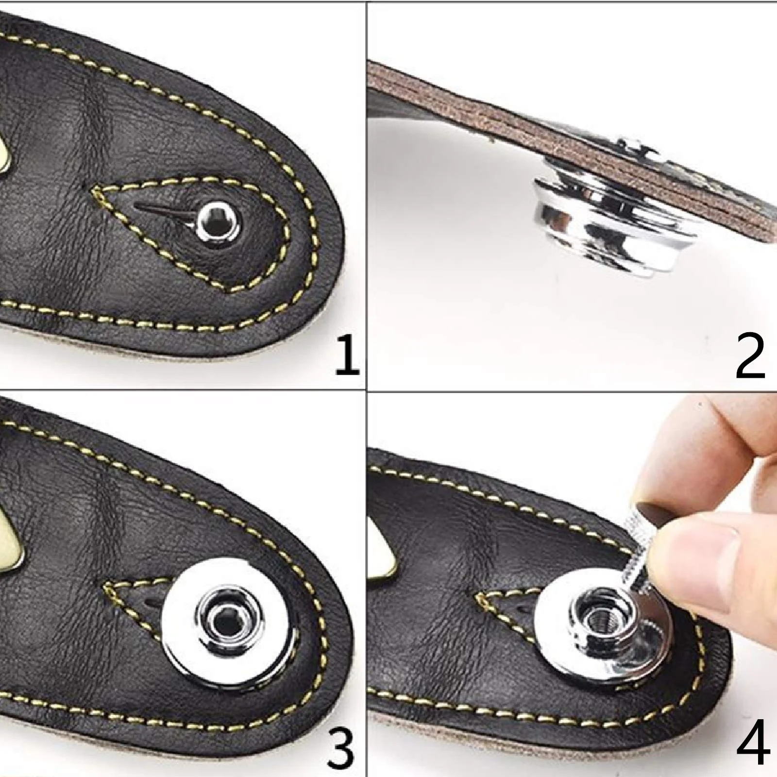 Miwayer Guitar Strap Locks Round Head Heavy Duty Metal Security Straplock, 4 Strap Button & 4 Rubber Block for Electric Acoustic Guitar, Ukulele 2 Pair Silver - Image 5