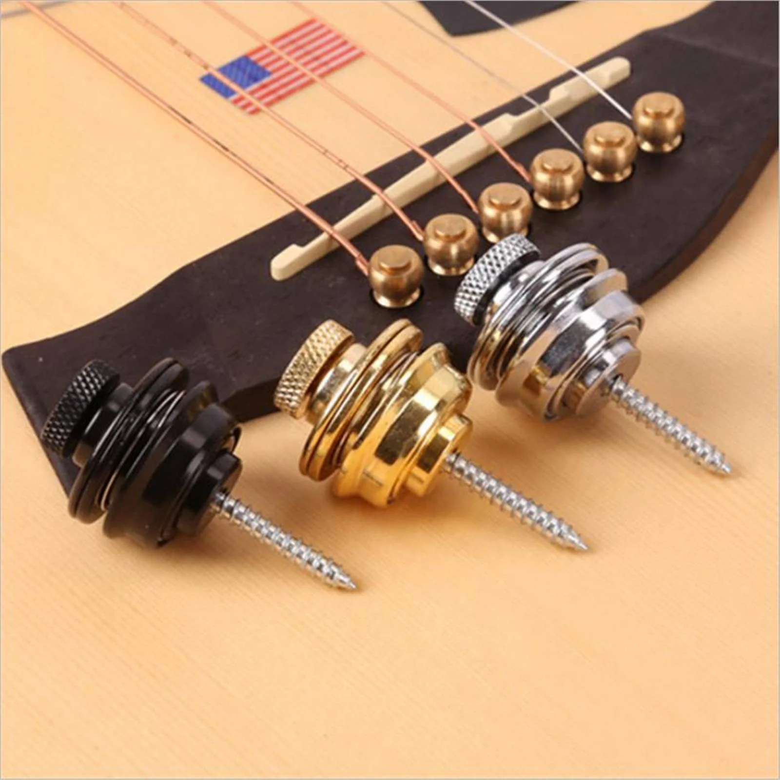 Miwayer Guitar Strap Locks Round Head Heavy Duty Metal Security Straplock, 4 Strap Button & 4 Rubber Block for Electric Acoustic Guitar, Ukulele 2 Pair Silver - Image 6