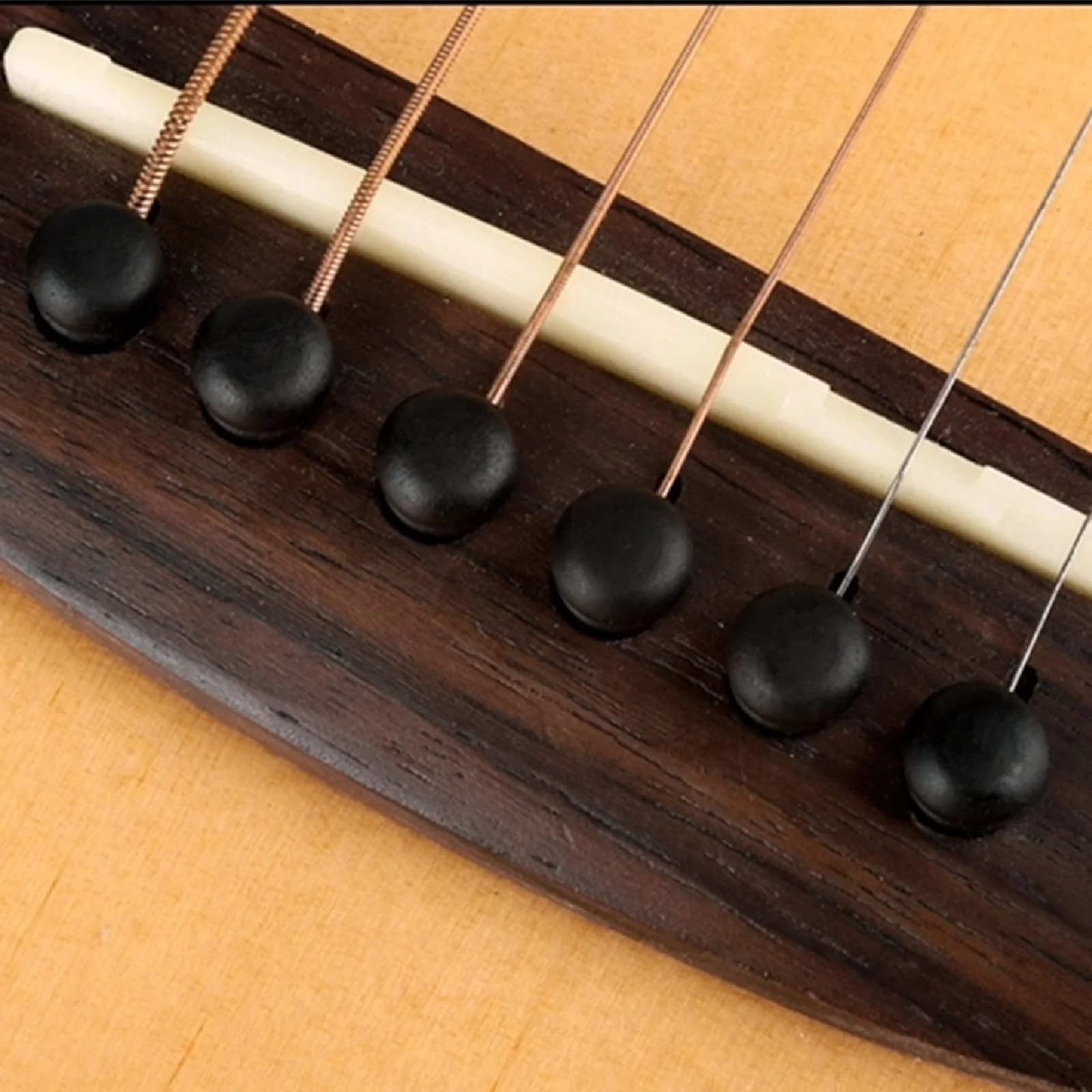 Miwayrer Acoustic Guitar Bone Bridge Saddle Nut with 6pcs Guitar Bridge Pins and Pins Puller (Bone Bridge & Pure Ebony Pins) Bone Bridge & Pure Ebony Pins - Image 2