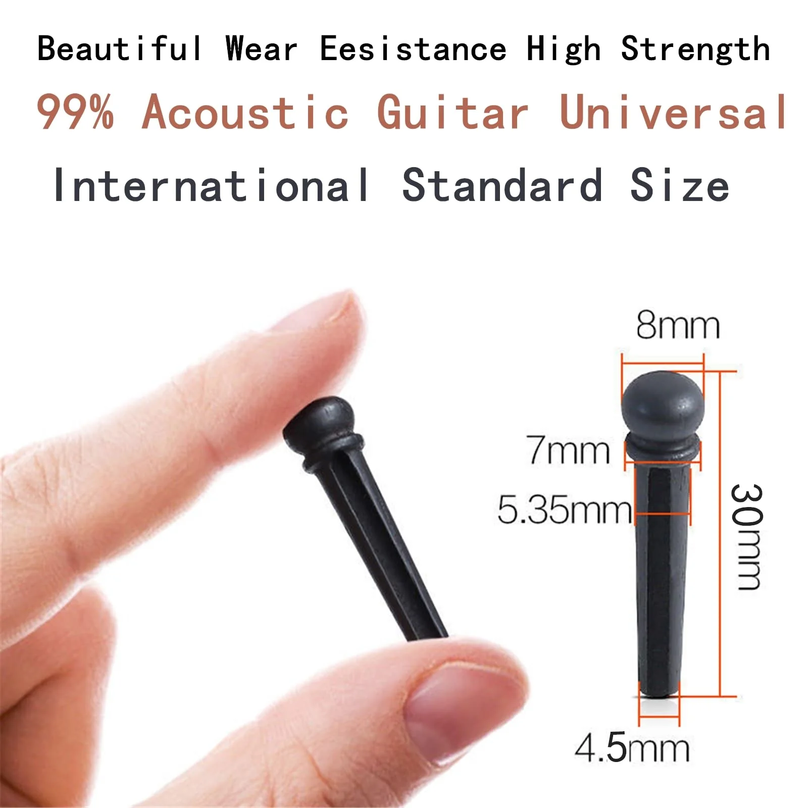Miwayrer Acoustic Guitar Bone Bridge Saddle Nut with 6pcs Guitar Bridge Pins and Pins Puller (Bone Bridge & Pure Ebony Pins) Bone Bridge & Pure Ebony Pins - Image 3