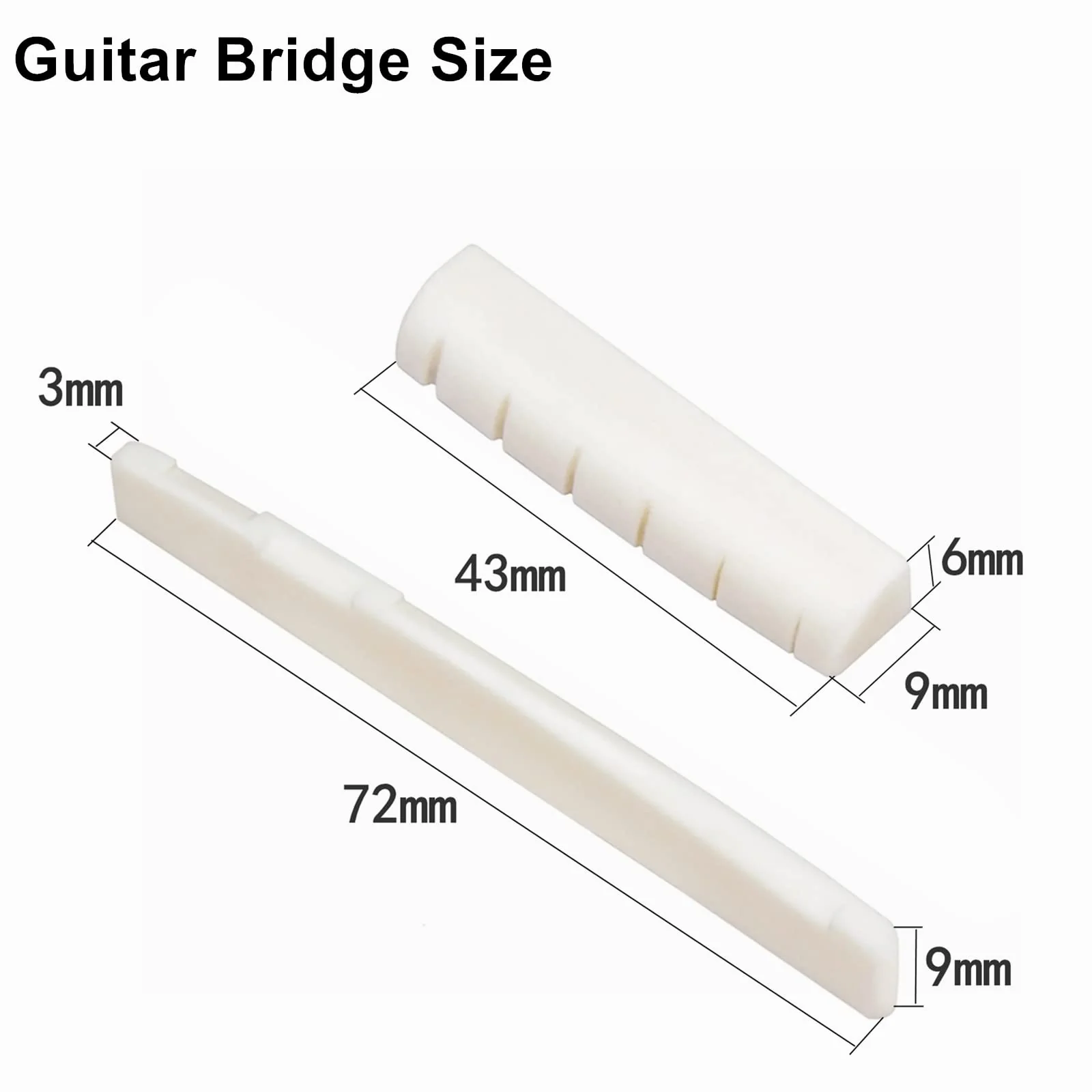 Miwayrer Acoustic Guitar Bone Bridge Saddle Nut with 6pcs Guitar Bridge Pins and Pins Puller (Bone Bridge & Pure Ebony Pins) Bone Bridge & Pure Ebony Pins - Image 4
