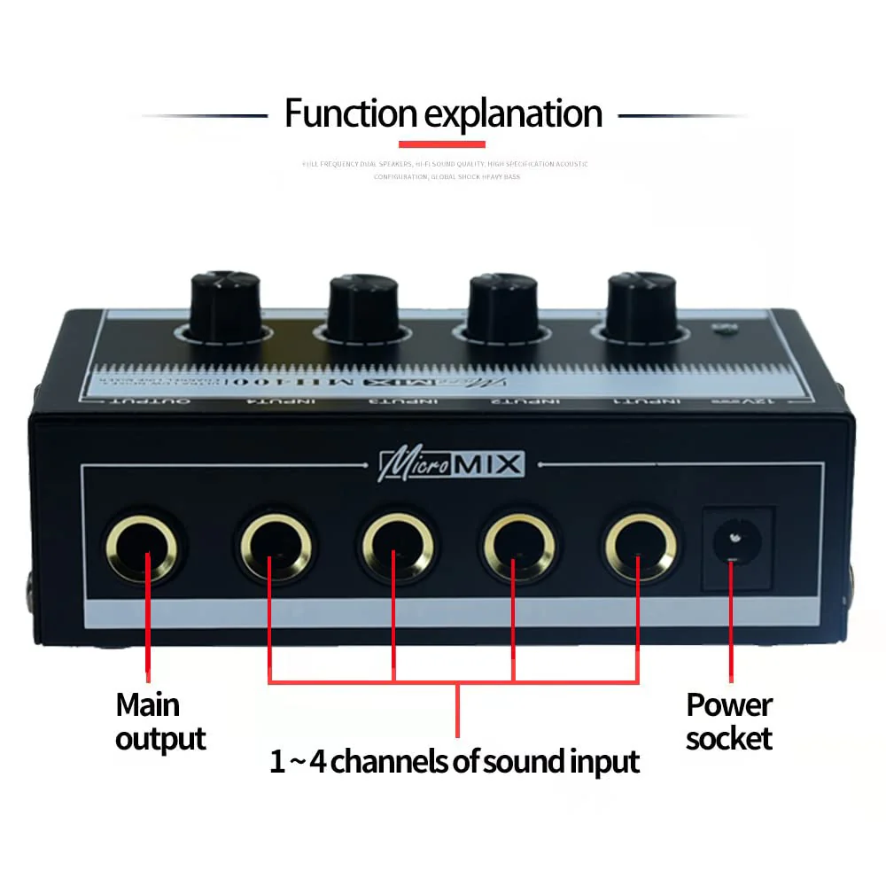mix electronic organ accompaniment 6.35 ts 6.5 mm jack bass mono Microphone 1/4 inch Guitar mic Professional Sound Mixer Low-Noise Audio Amplifier for Keyboards Musical Instruments - Image 3