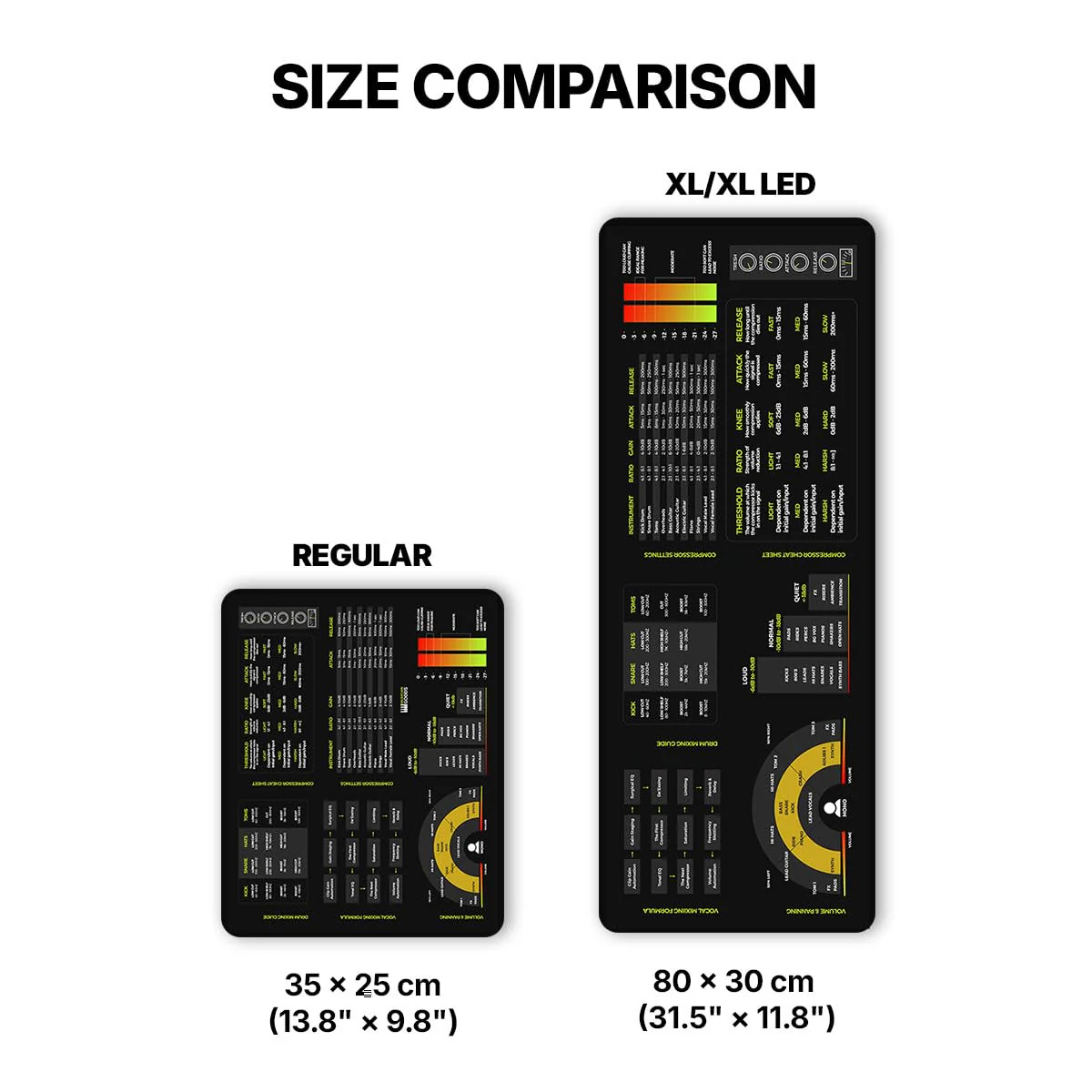 Mixing & Mastering Cheat Sheet Mousepad – 35×25cm (13.8"x9.8") & 80×30cm (31.5"x11.8") – Studio Desk Mat for Music Producers, DJs & Engineers – LED Version Available XXL with LED (800x300mm) - Image 3