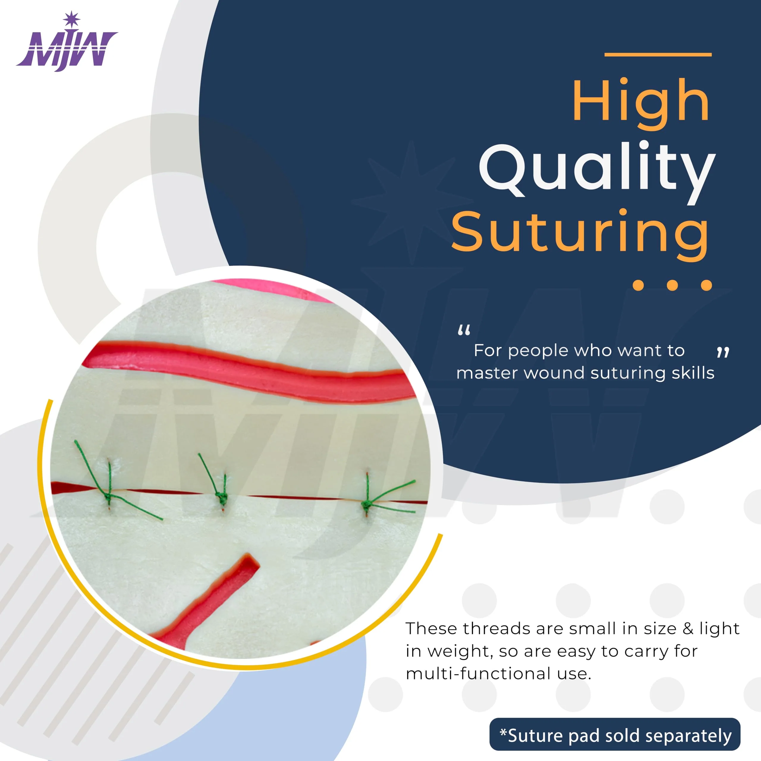 MJW Suture Threads - Pack of 15, Ideal Suture Practice Thread for Medical and Veterinary Medicine Students, Suture Practice - 4/0 Braided and Monofilament Practice Seams - Image 3