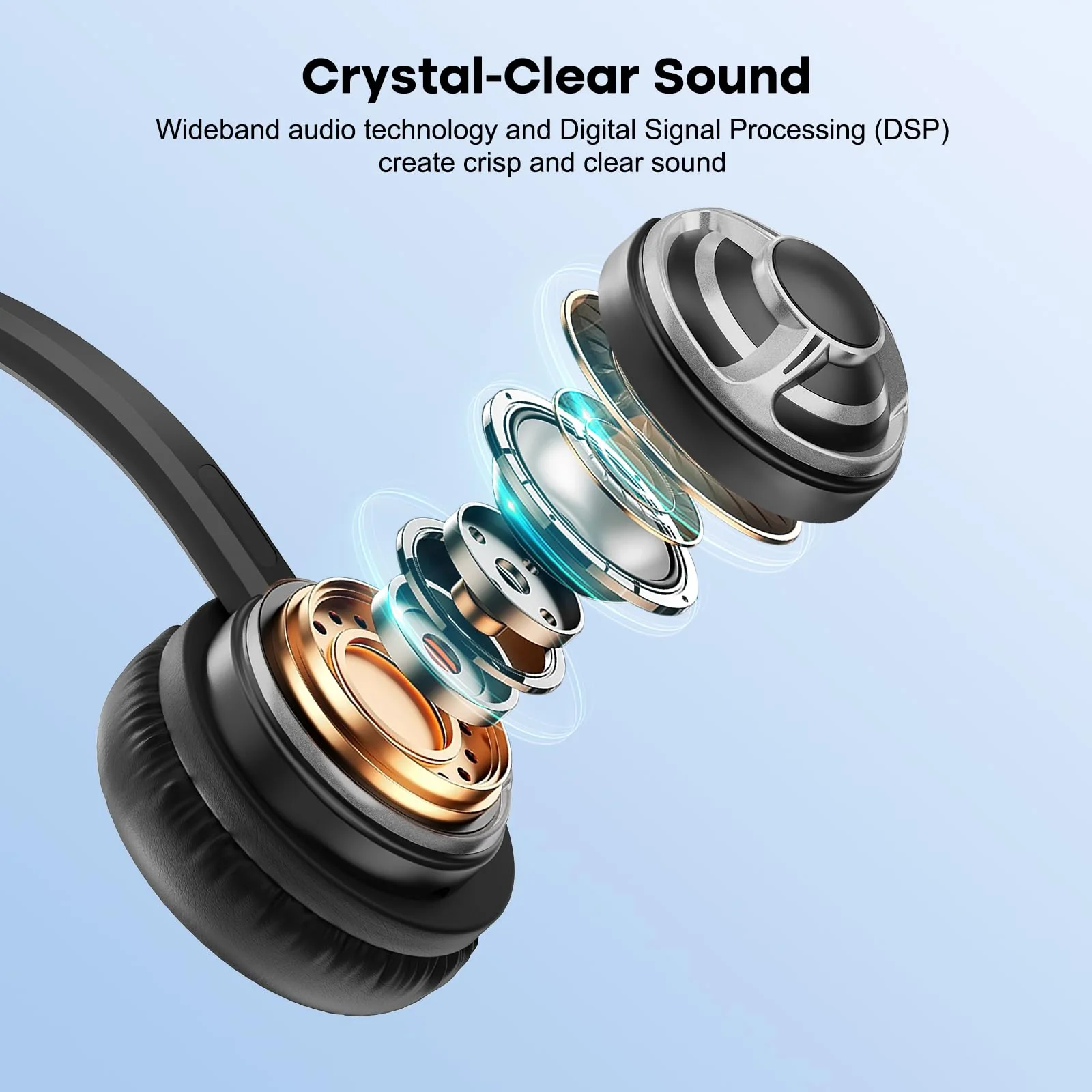 MKJ USB Headset with Microphone for PC, Computer Headset with Noise Cancelling Mic for Call Center and Office, Wired Headphones for Laptop UC Platforms Business Ms Teams Zoom Webex Facetime - Image 2