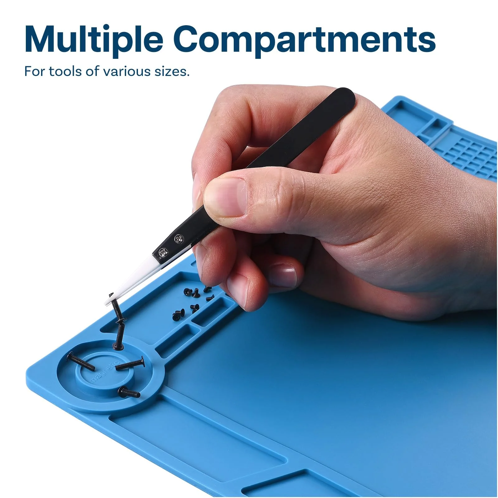 MMOBIEL Silicone Repair and Soldering Mat - 35 x 25 cm - Silicone Mat Heat Resistant up to 500°C - Workbench Mat for Soldering, Mobile Phone, Computer and Electronic Repairs - Silicone Soldering Mat - 35x25cm (14x10 Inch) - Magnetic - Image 3