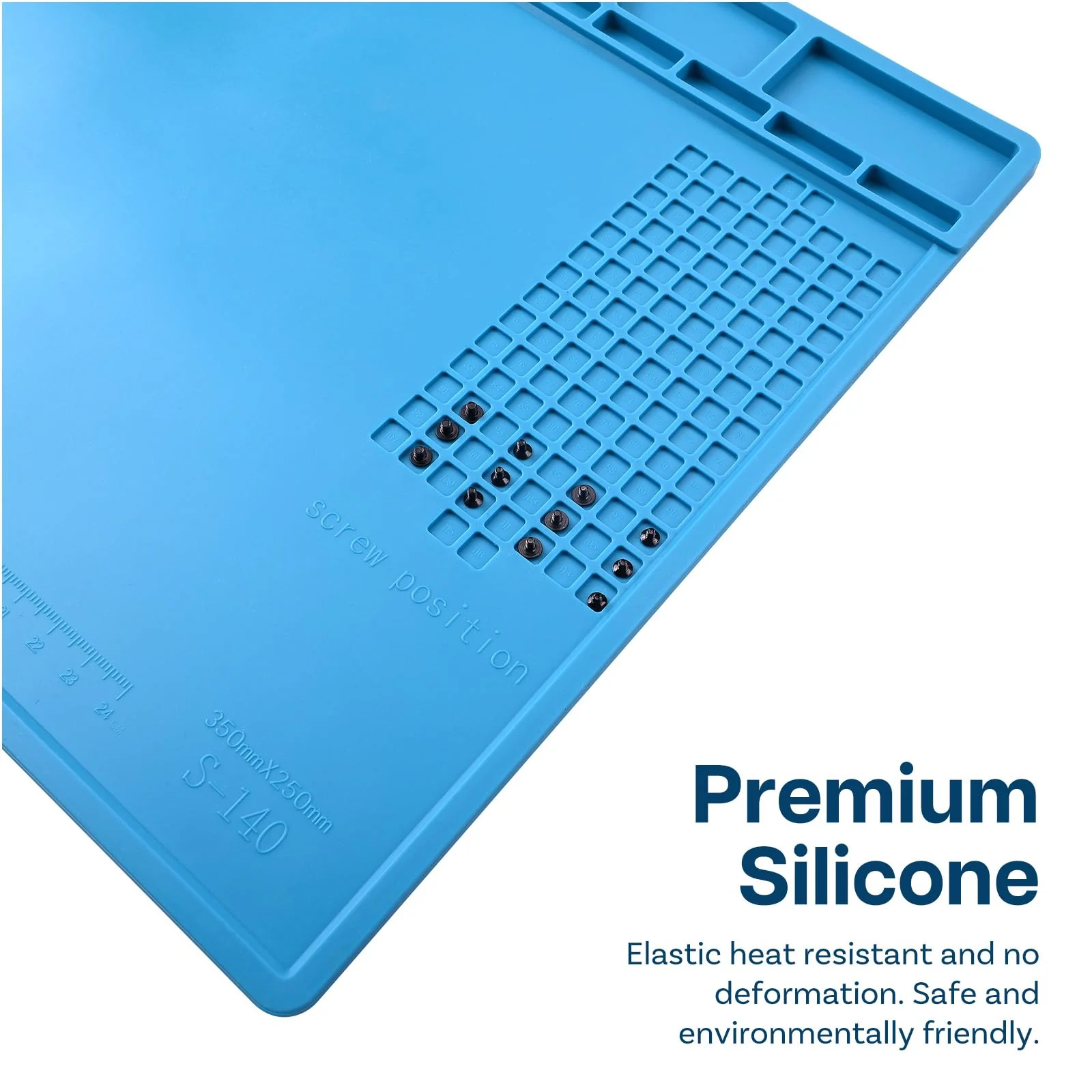 MMOBIEL Silicone Repair and Soldering Mat - 35 x 25 cm - Silicone Mat Heat Resistant up to 500°C - Workbench Mat for Soldering, Mobile Phone, Computer and Electronic Repairs - Silicone Soldering Mat - 35x25cm (14x10 Inch) - Magnetic - Image 5