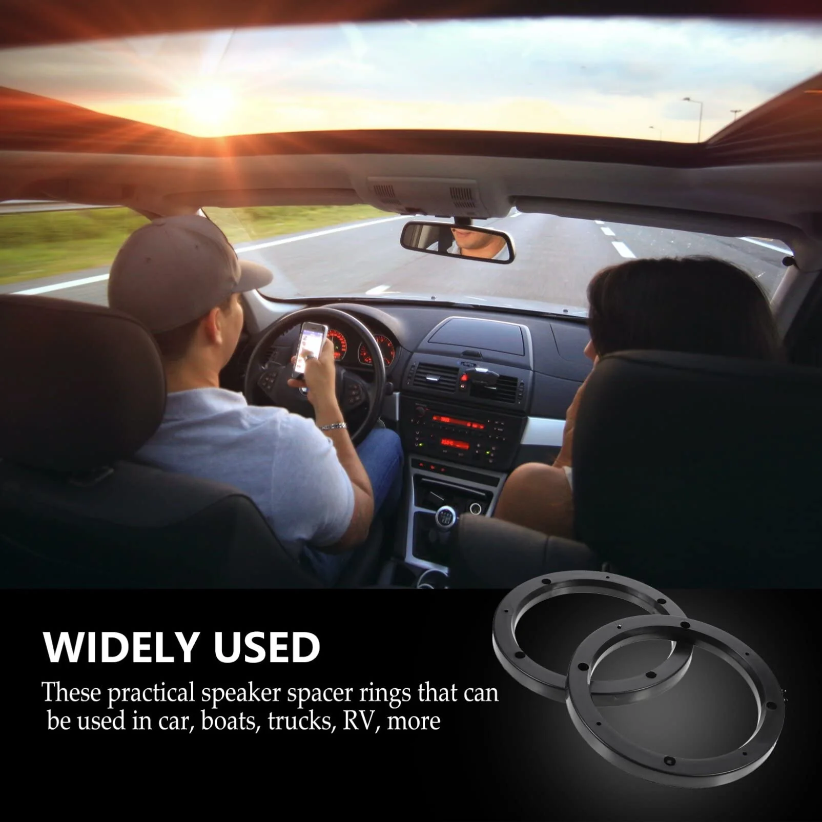 Mobestech 2 Pairs Car Speaker Spacer Adapter Sturdy Speaker Mount Bracket Ring Useful Speaker Adapter Auto Speaker Ring for Car (6.5 Inch) 17.5X17.5cm - Image 6