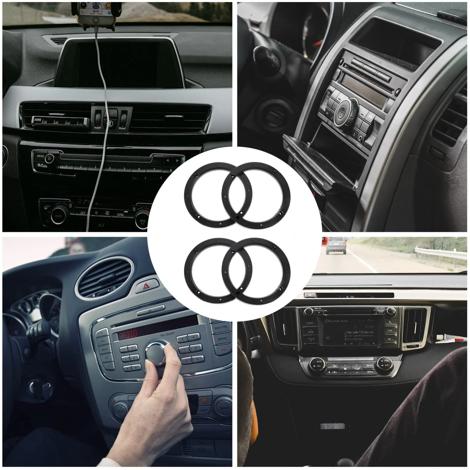 Mobestech 2 Pairs Car Speaker Spacer Adapter Sturdy Speaker Mount Bracket Ring Useful Speaker Adapter Auto Speaker Ring for Car (6.5 Inch) 17.5X17.5cm - Image 9
