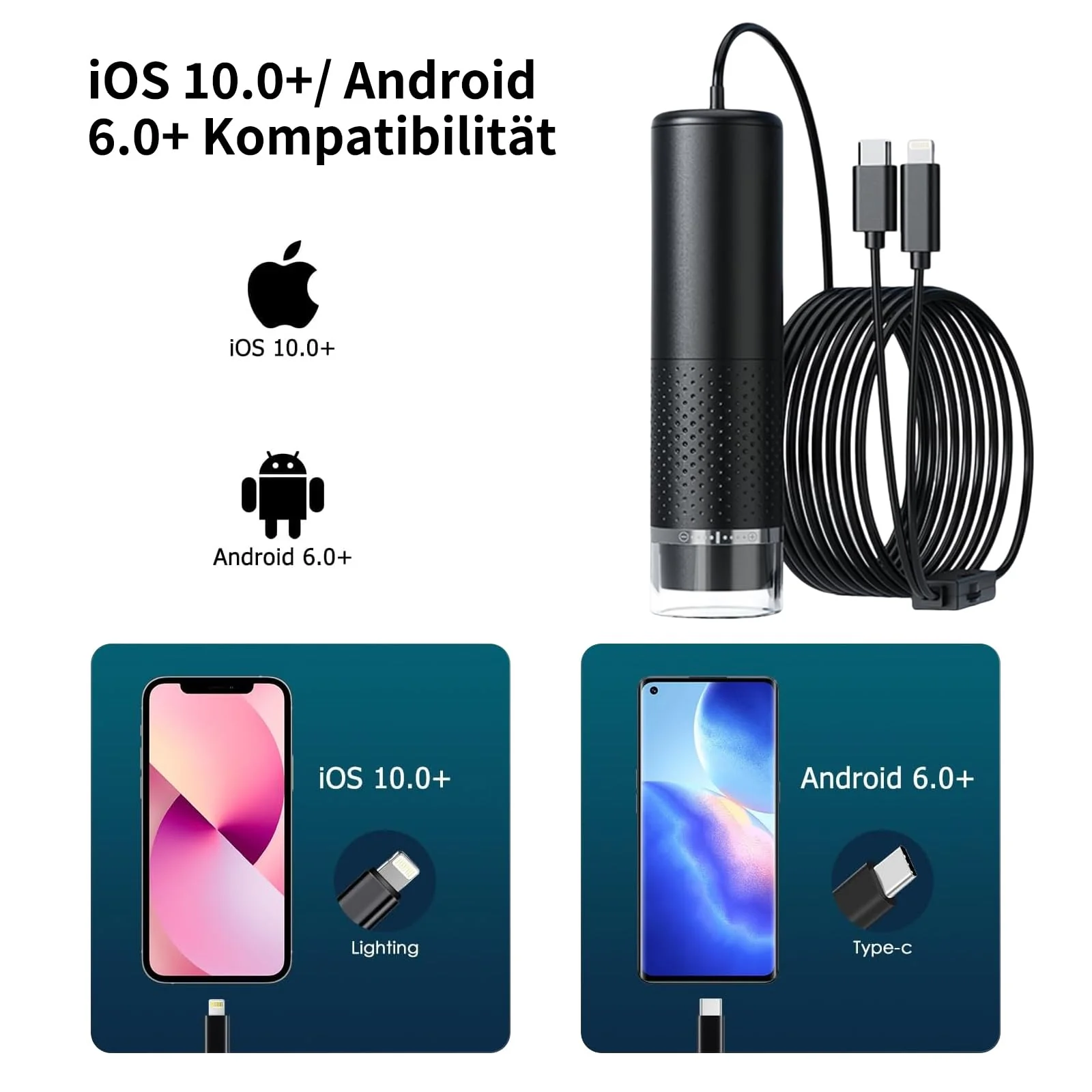 Mobile Phone Microscope, Ashfly USB Microscope for Children, 10 to 200X Portable Pocket Microscope, 3 Levels Adjustable, LED Lights, Digital Microscope for iOS & Android (Educational Gift) Black/sheer joy - Image 3