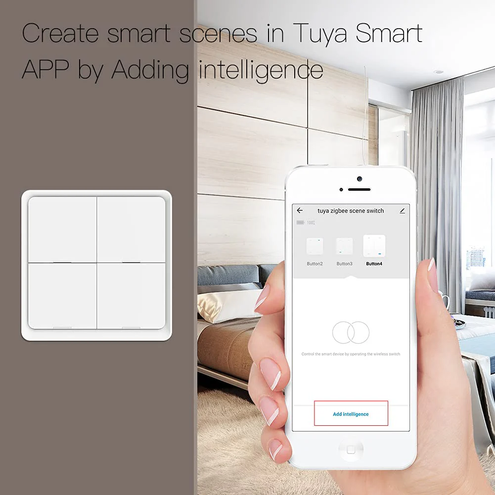 MOES ZigBee Scene Switching Tuya Smart Device, 4 Buttons 12 Scene Change, Smart Home Automation, Requires MOES ZigBee Gateway, Battery Included, White 4 Gang 12 Szene - Image 3