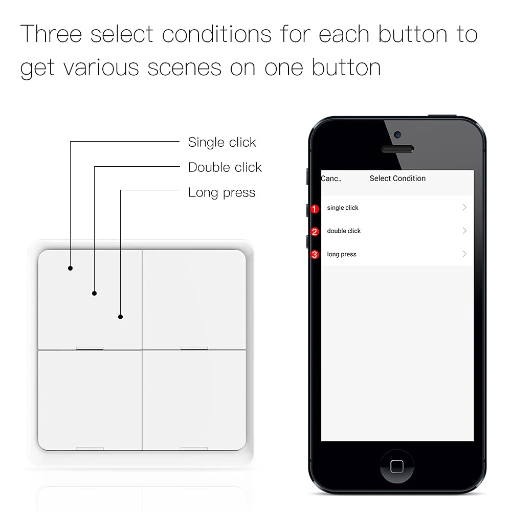 MOES ZigBee Scene Switching Tuya Smart Device, 4 Buttons 12 Scene Change, Smart Home Automation, Requires MOES ZigBee Gateway, Battery Included, White 4 Gang 12 Szene - Image 4