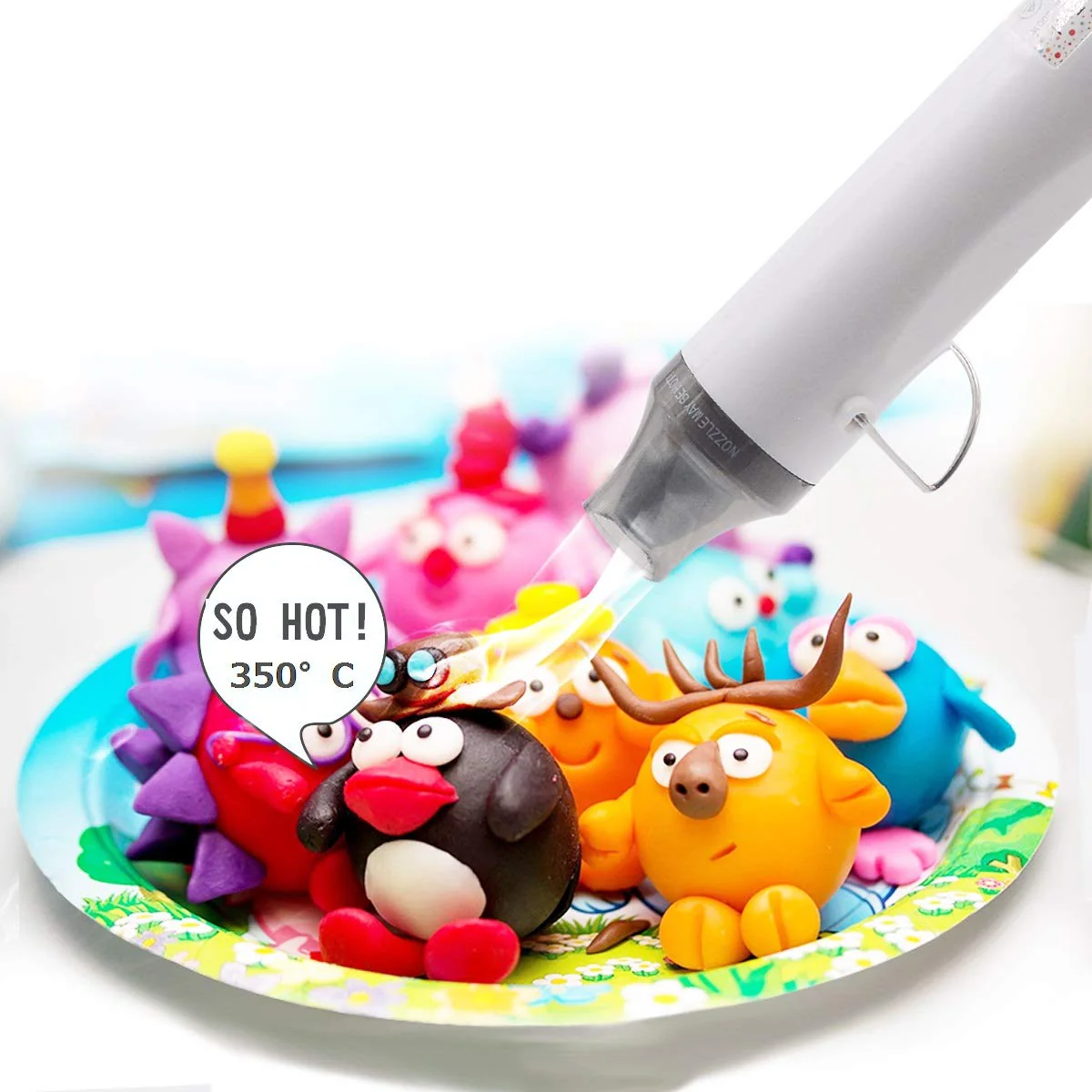 mofa Mini Heat Gun Electric 300 W Mini Shrink Heat Tool Embossing Heat Tool Mini Hot Air Gun DIY Tool (White) White - Image 6