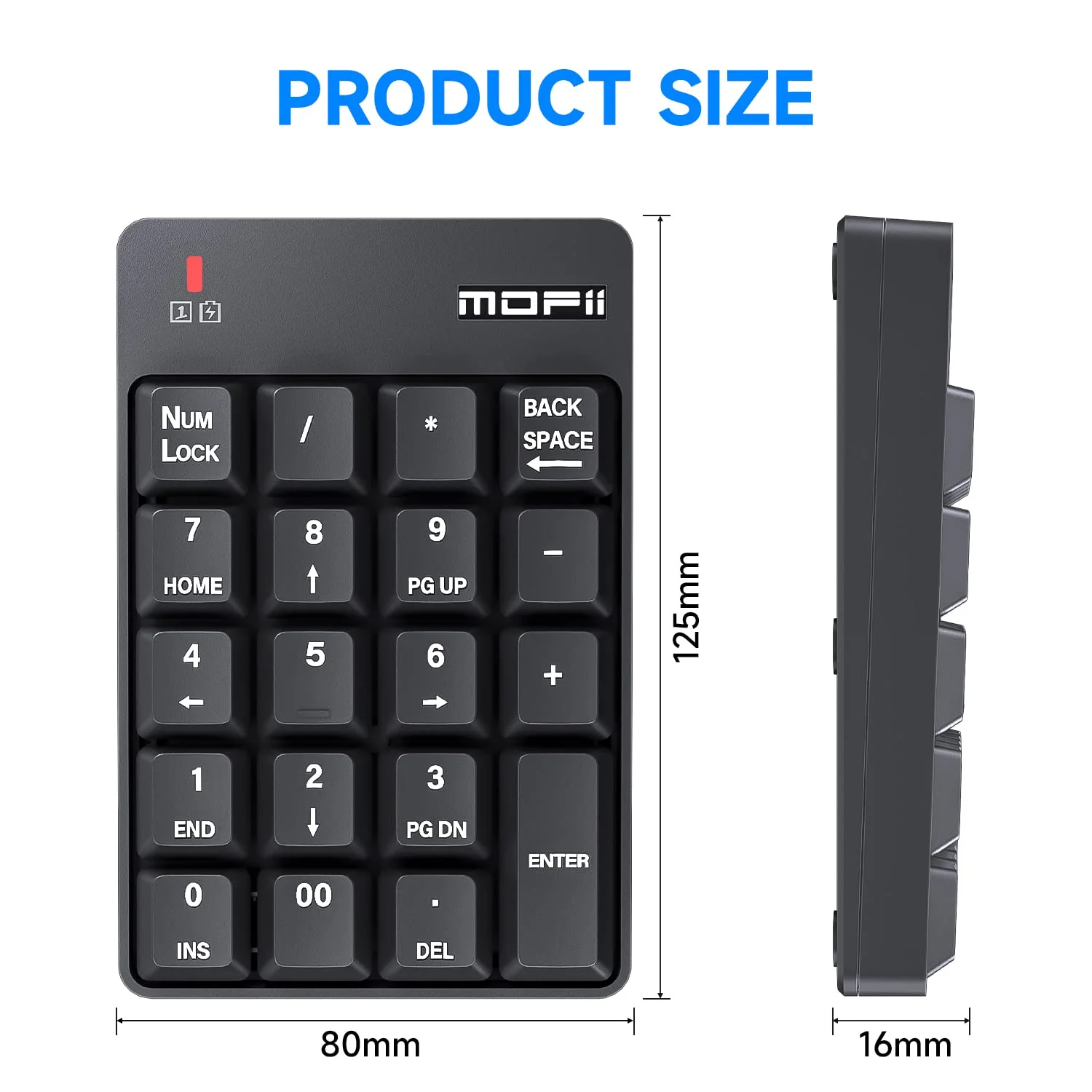 MOFII Bluetooth 5.1 Number Pad Wireless Numeric Keypad Silent 19 Keys USB Keypads, Portable Financial Accounting Numpad 10 Key for Laptop/Notebook/Surface Pro/PC - Black Bluetooth Ink Black - Image 7