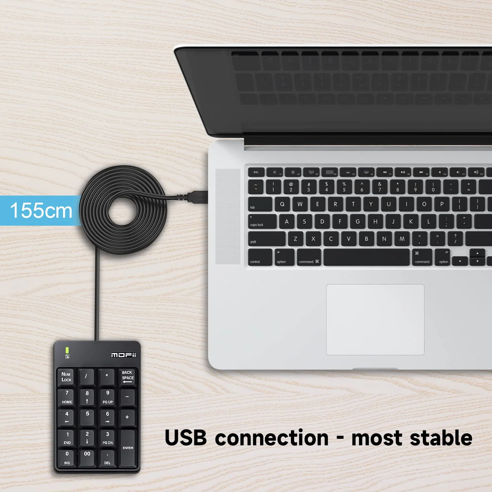 MOFII Wired Number Pad Numeric Keypad Silent 19 Keys USB Numpad, Portable Financial Accounting Keyboard 10 Key for Laptop/Computer/PC/Notebook/Surface Pro - Black Wired Black kaypad - Image 3