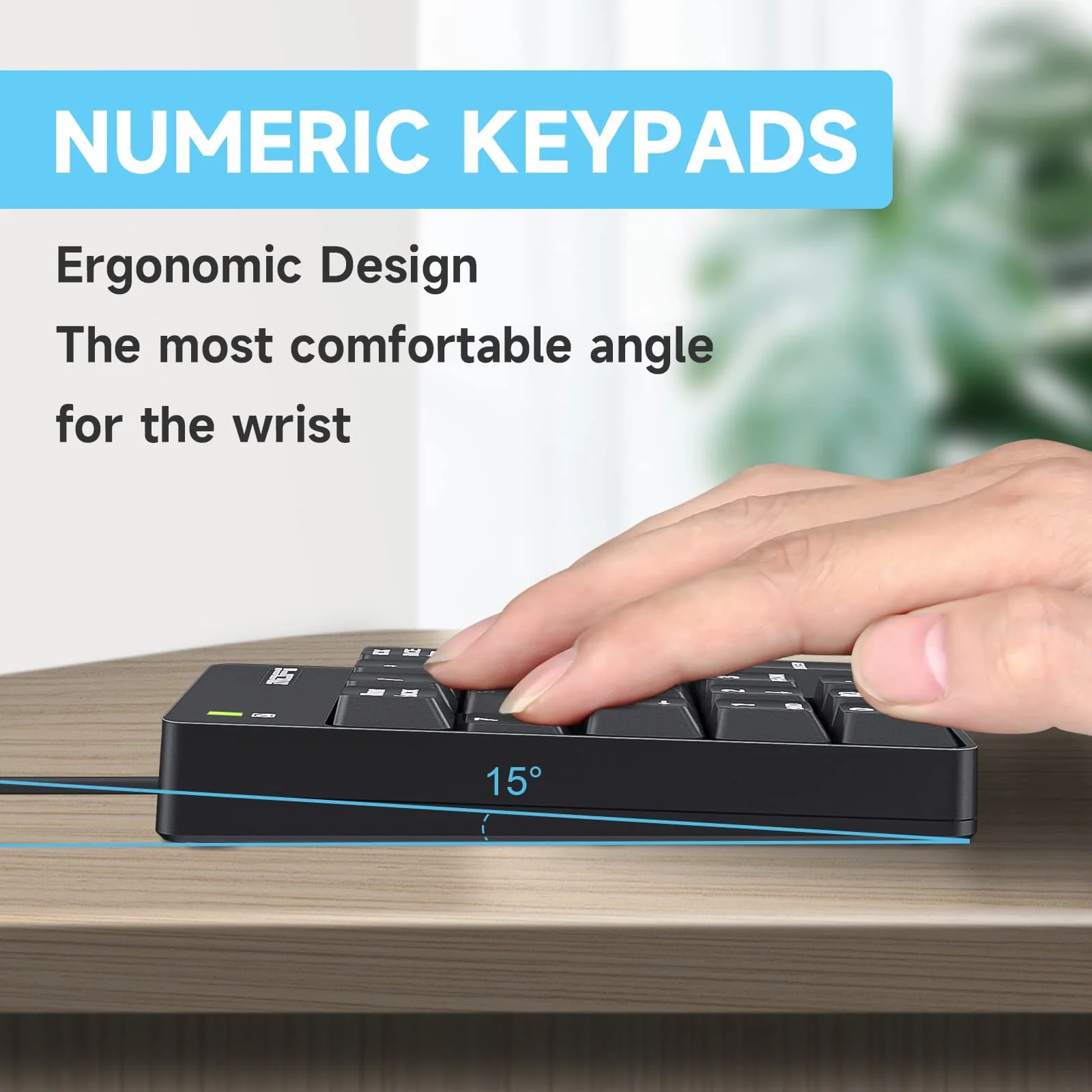 MOFII Wired Number Pad Numeric Keypad Silent 19 Keys USB Numpad, Portable Financial Accounting Keyboard 10 Key for Laptop/Computer/PC/Notebook/Surface Pro - Black Wired Black kaypad - Image 4