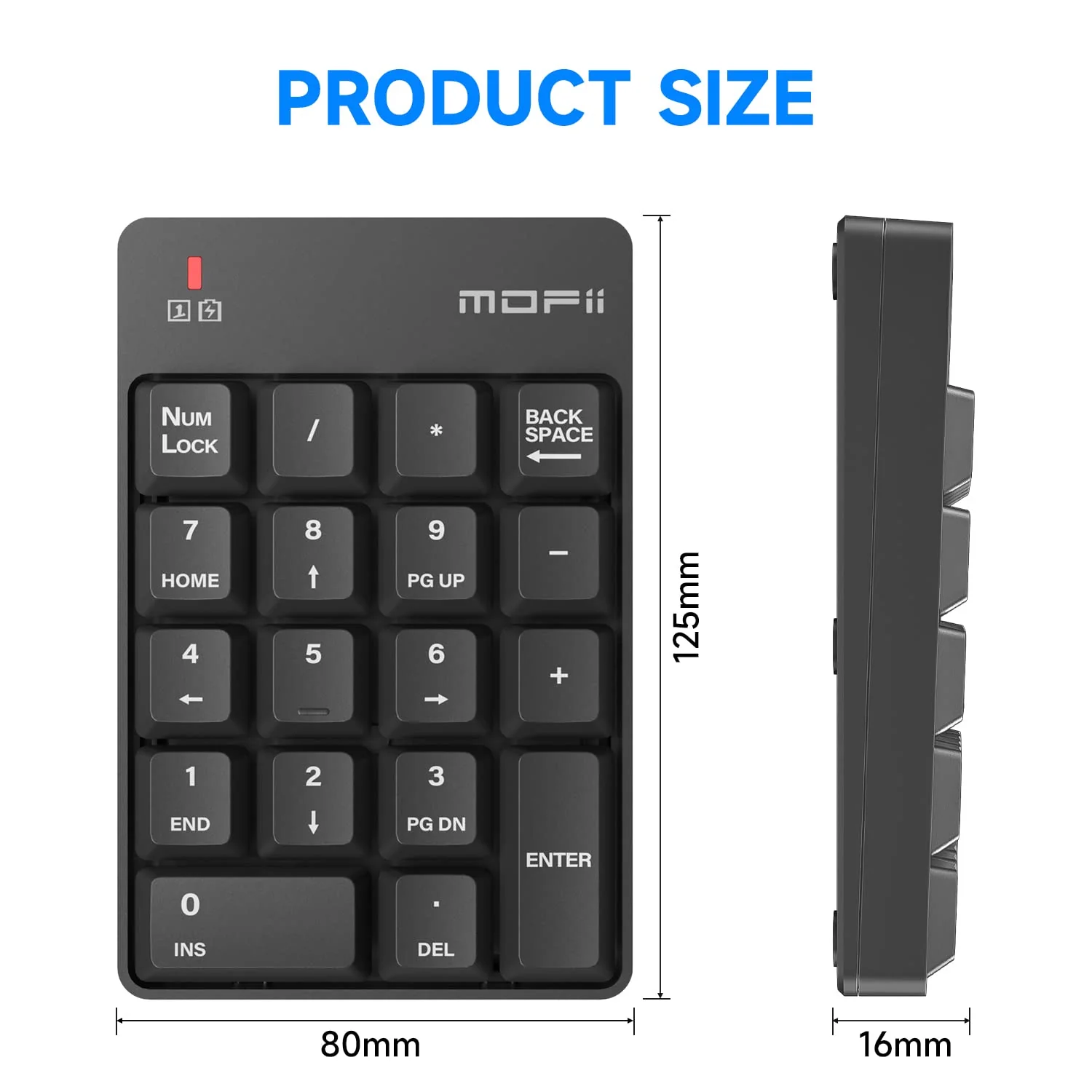 MOFII Wireless Number Pad - 2.4G Numeric Keypad Silent 19 Keys USB Keypads, Portable Financial Accounting Numpad 10 Key for Laptop/Notebook/Surface Pro/PC - Black Wireless Black kaypad - Image 8
