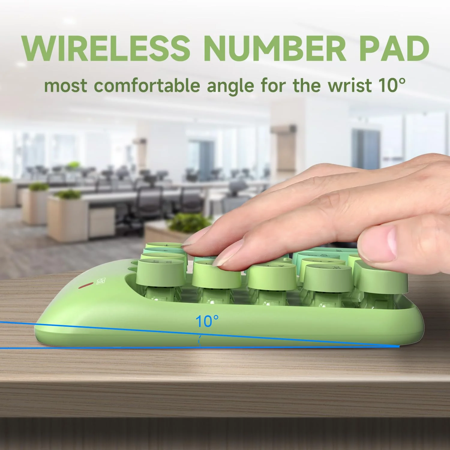 MOFII Wireless Number Pads - Green Numeric Keypad 18 Keys USB 2.4G Round Keycap Colorful Extensions Keypads, Financial Accounting Portable Numpad 10 Key for Laptop/PC/Notebook/Surface Pro - Image 3