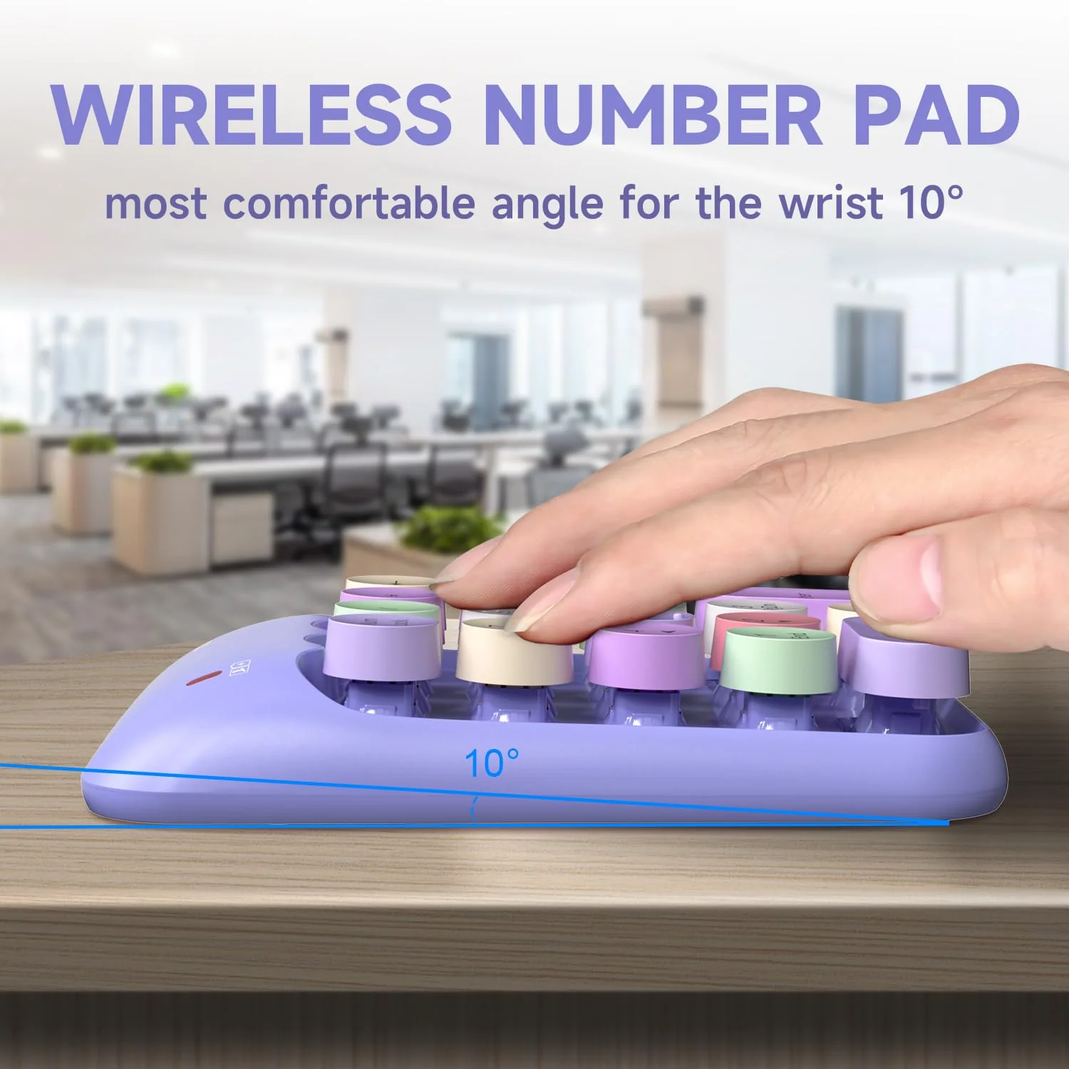 MOFII Wireless Number Pads - Purple Numeric Keypad 18 Keys USB 2.4G Round Keycap Colorful Extensions Keypads, Financial Accounting Portable Numpad 10 Key for Laptop/PC/Notebook/Surface Pro - Image 3
