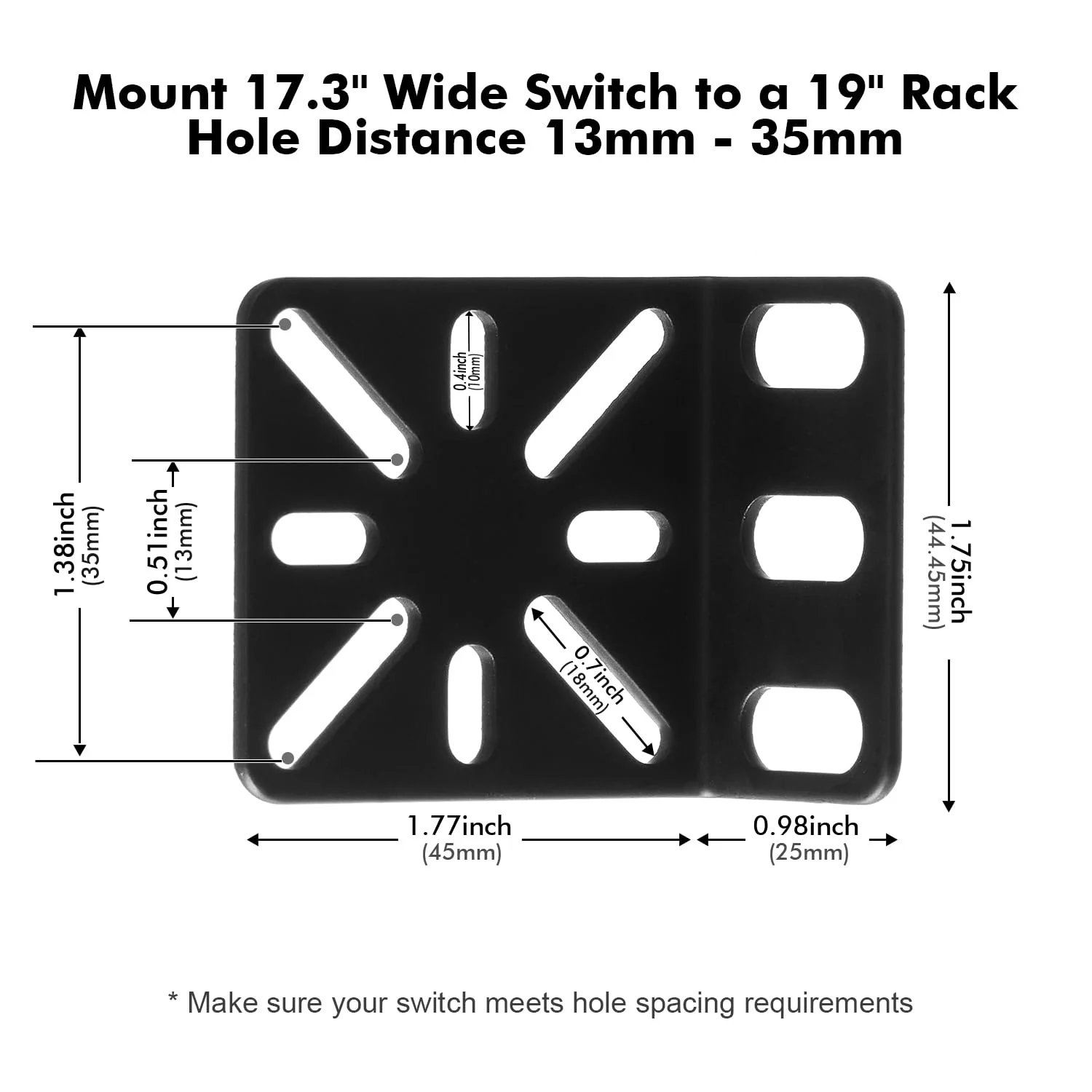 MokerLink Rack Mount Kit for 17.3 inch Wide Switches, Adjustable Hole Distance, Universal Kit, Compatible for Most Cisco, NETGEAR, Dell, D-Link, Linksys, HP, TRENDnet, Buffalo Tech Products - Image 2