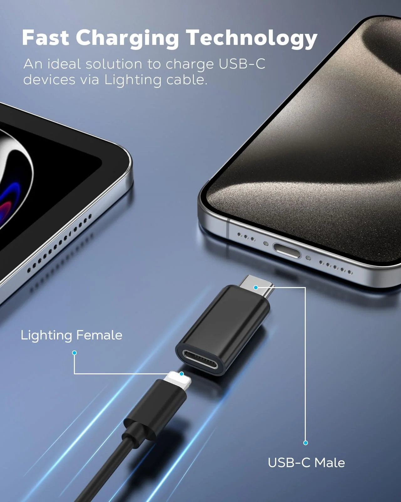 MoKo 4 Pack Lightning Female to USB C Male Adapter,USB-C Lightning Adapter for iPhone 15/16 Pro/16 Pro Max/Plus,Galaxy S24,iPad,iPhone to USB C Adapter for Charging/Data Sync, NOT for Audio/OTG, Black - Image 3