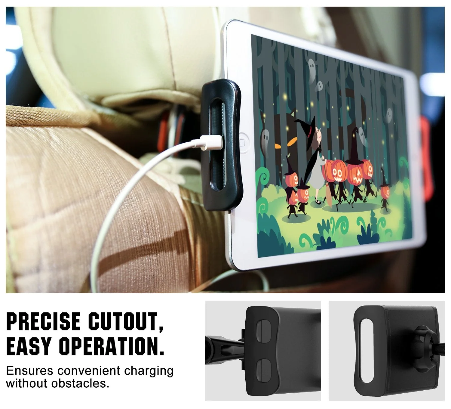 MoKo Headrest Phone/Tablet Car Mount, Adjustable Tablet Holder for 4-11" Devices, Fit with 12 Pro Max / 12 Mini/ 11 Pro Max, iPhone SE, iPad Pro 11, Air 4 3, iPad 7th 8th 10.2, Galaxy S20 6.2" - Black - Image 5