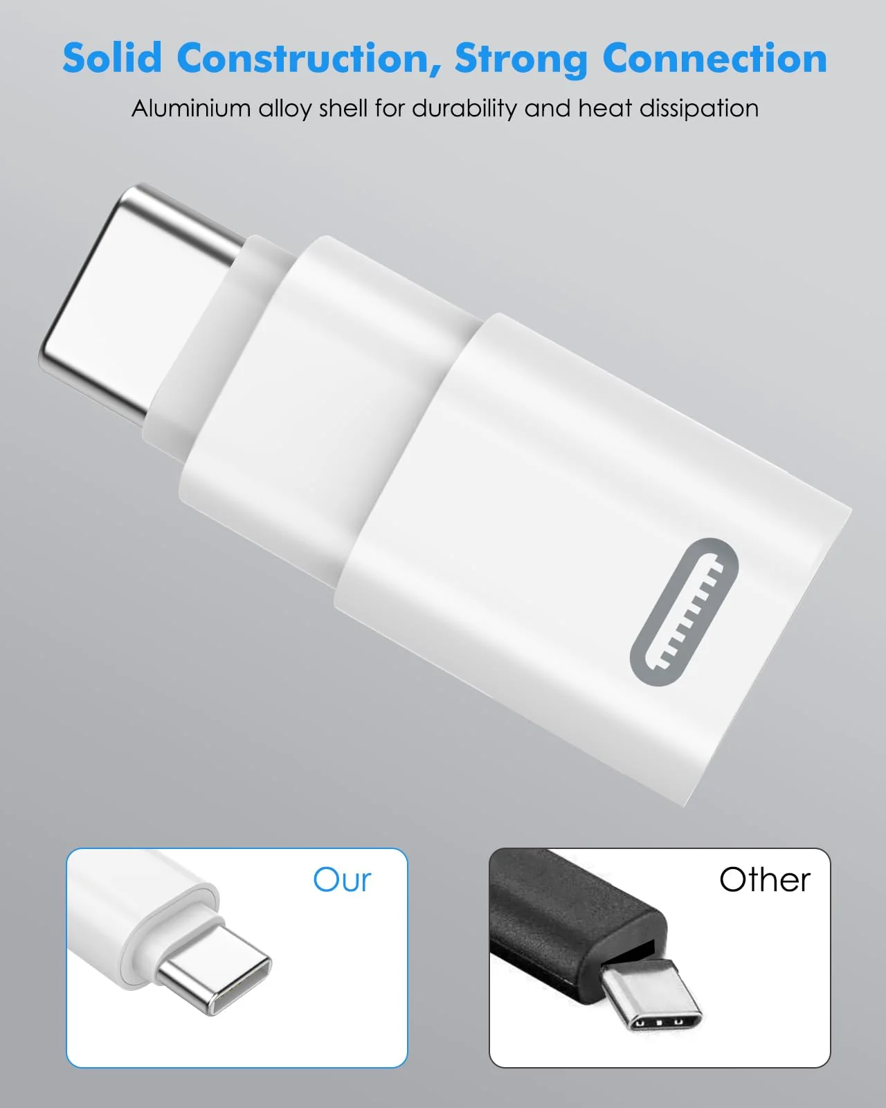 MoKo Lightning Female to USB C Male Adapter, 2 Pack USB-C to Lightning Adapter for iPhone 15/15 Pro/15 Pro Max/15 Plus, iPad Pro/Air, Support Fast Charging/Data Transfer, Not for Audio/OTG, White PD 2pack - Image 5