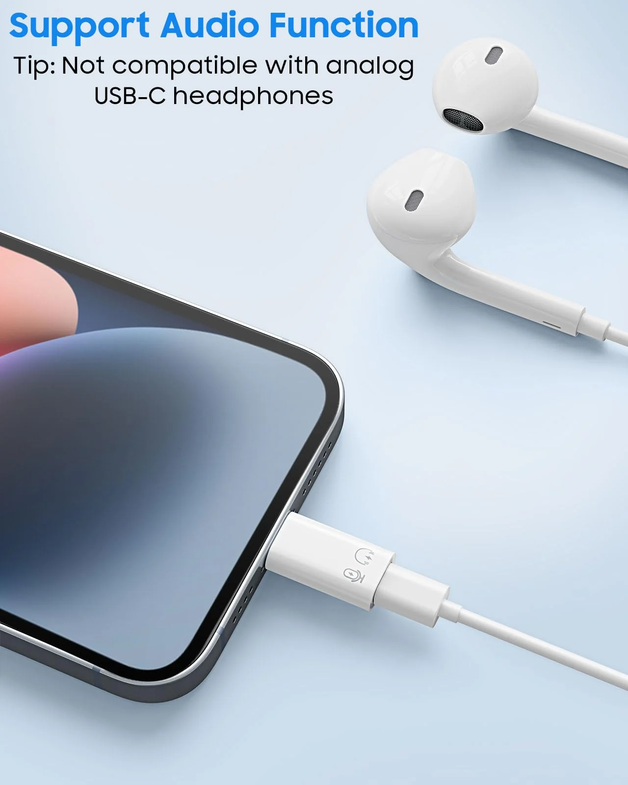 MoKo USB C Female to Lightning Male Adapter, Lightning Male to USB-A Female OTG Adapter Connector for iPhone 14/13/12/11 Pro Max/iPad/iPod/AirPods, Support 10W Fast Charging/Data Transfer/Audio White - Image 6