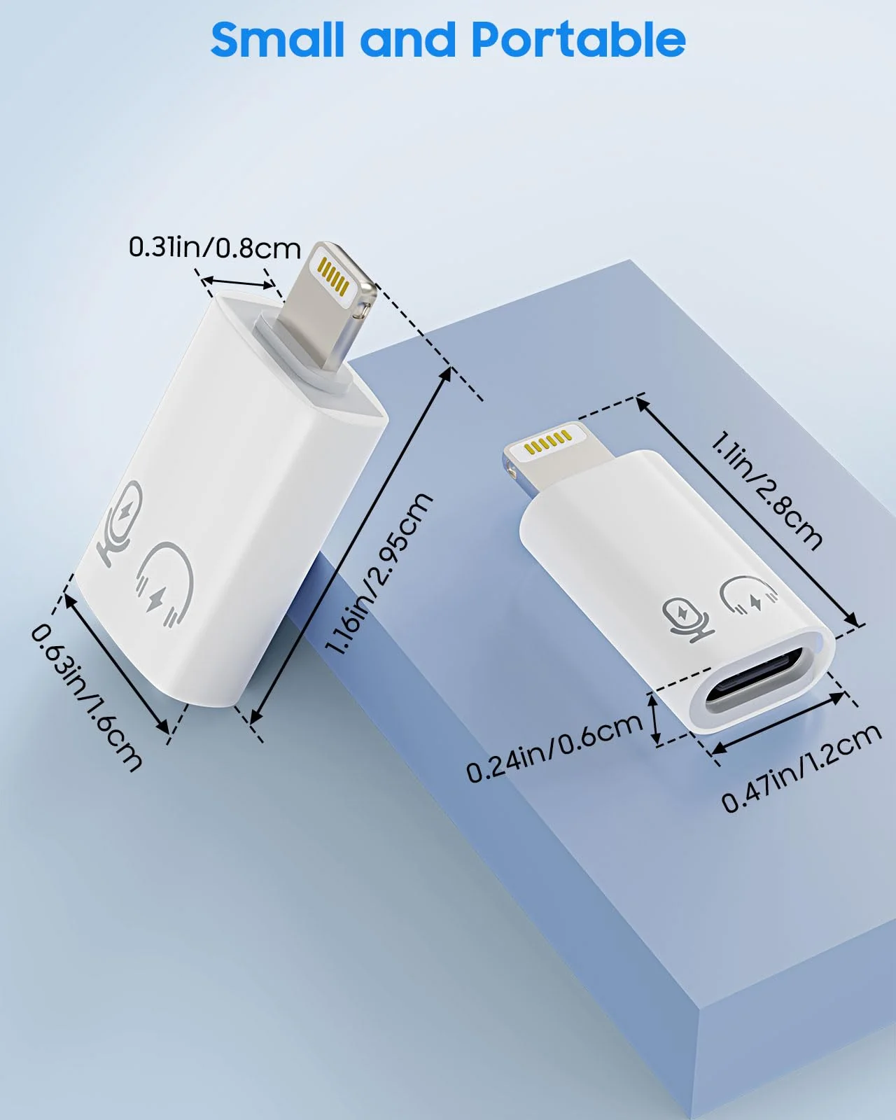 MoKo USB C Female to Lightning Male Adapter, Lightning Male to USB-A Female OTG Adapter Connector for iPhone 14/13/12/11 Pro Max/iPad/iPod/AirPods, Support 10W Fast Charging/Data Transfer/Audio White - Image 9