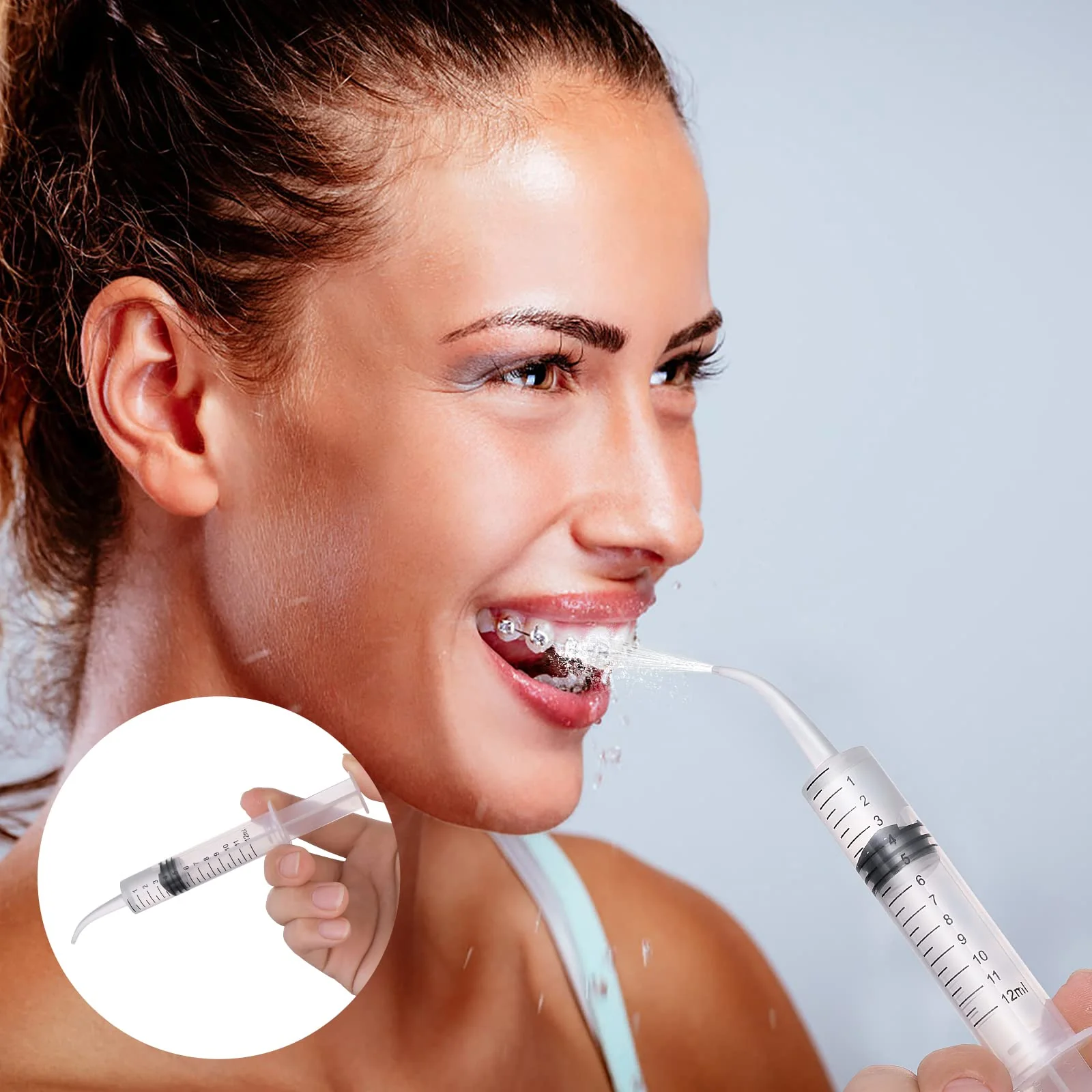 Molain Oral Dental Syringe Measurement 10 Pieces 12 ml Ear Cleaning Solution Empty Bottles Adapter Extraction Hook Syringe Removal Tube with Curved Tip Watering Dropper Picks Dental Care - Image 4